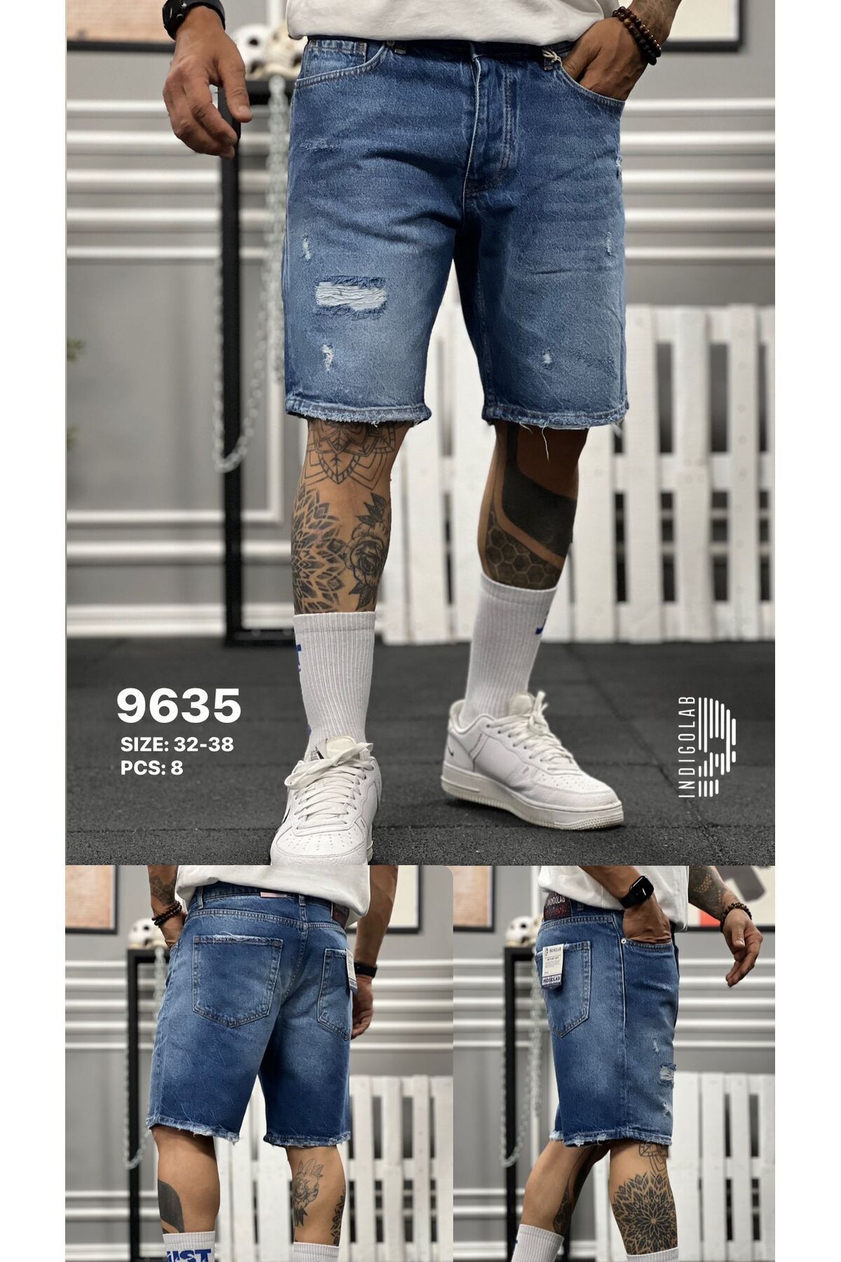 INDIGOLAB Erkek Mavi Baggy Denim Şort