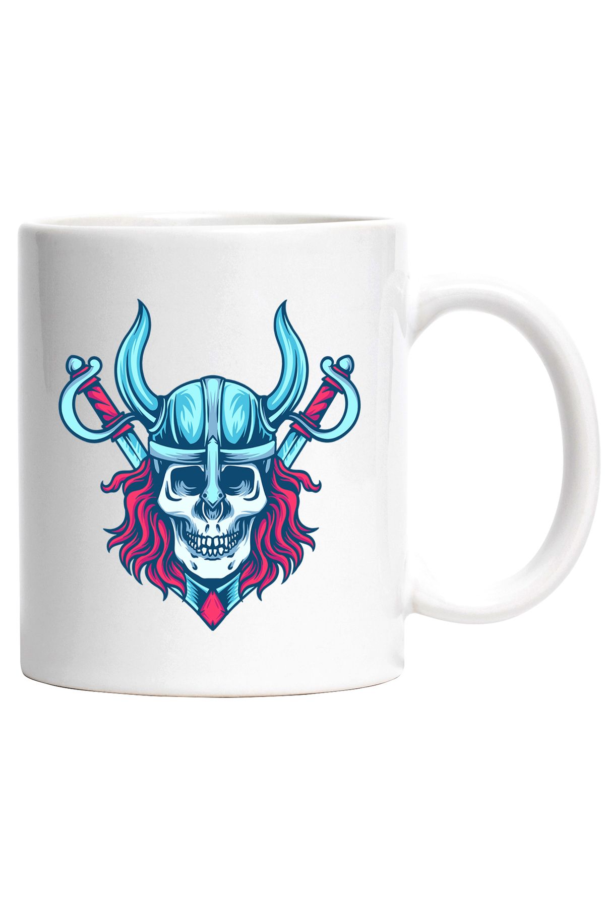 StoryGift Romania Cana Cu Craniu, Viking, Sabie, Coif, Armura, Fantasy, Multicolor 330 Ml, Cerami, Cu Maner Alb - One Size