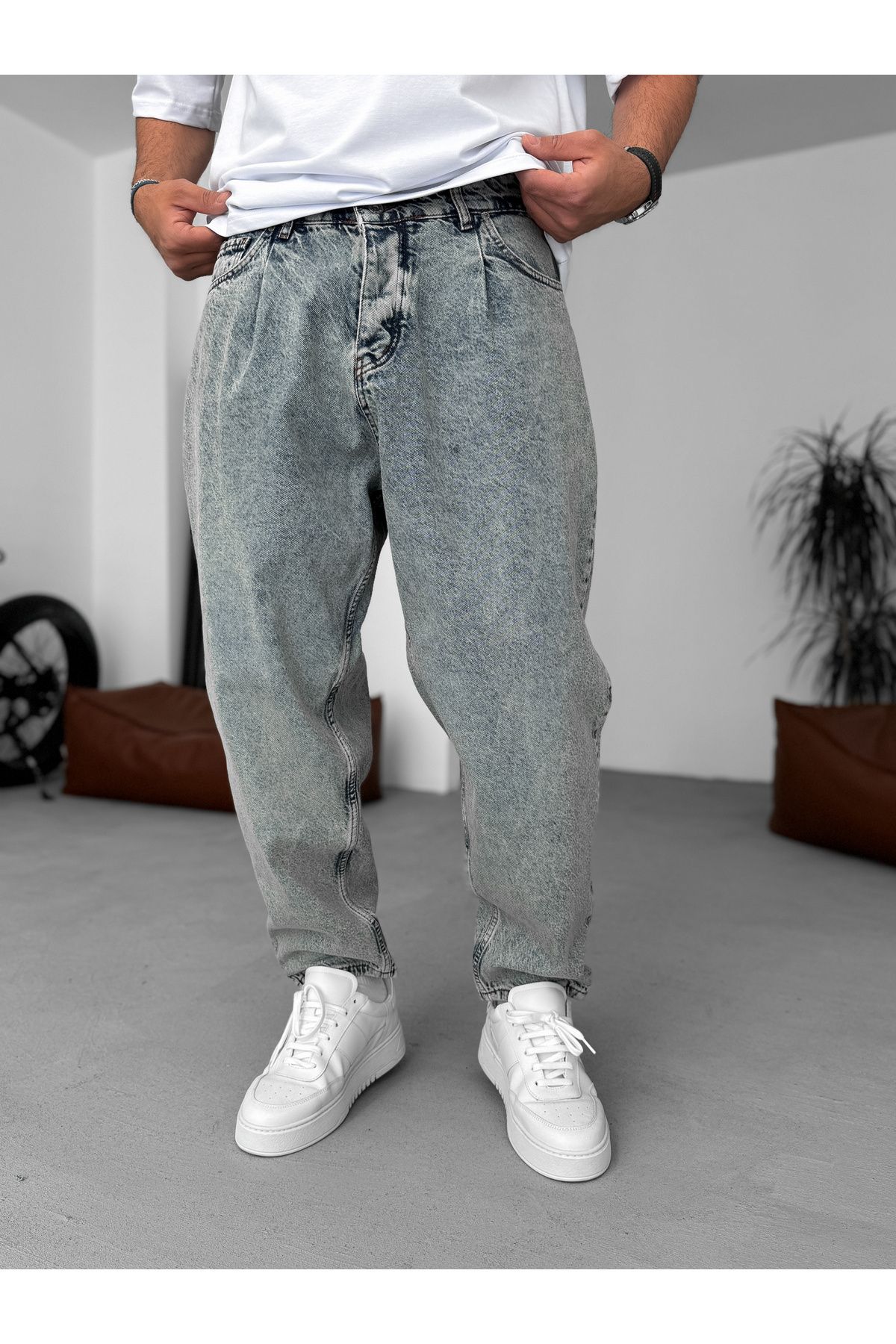 BYBASICMAN Açık Mavi Balon Fit Yıkamalı Jean KE-805/796/801