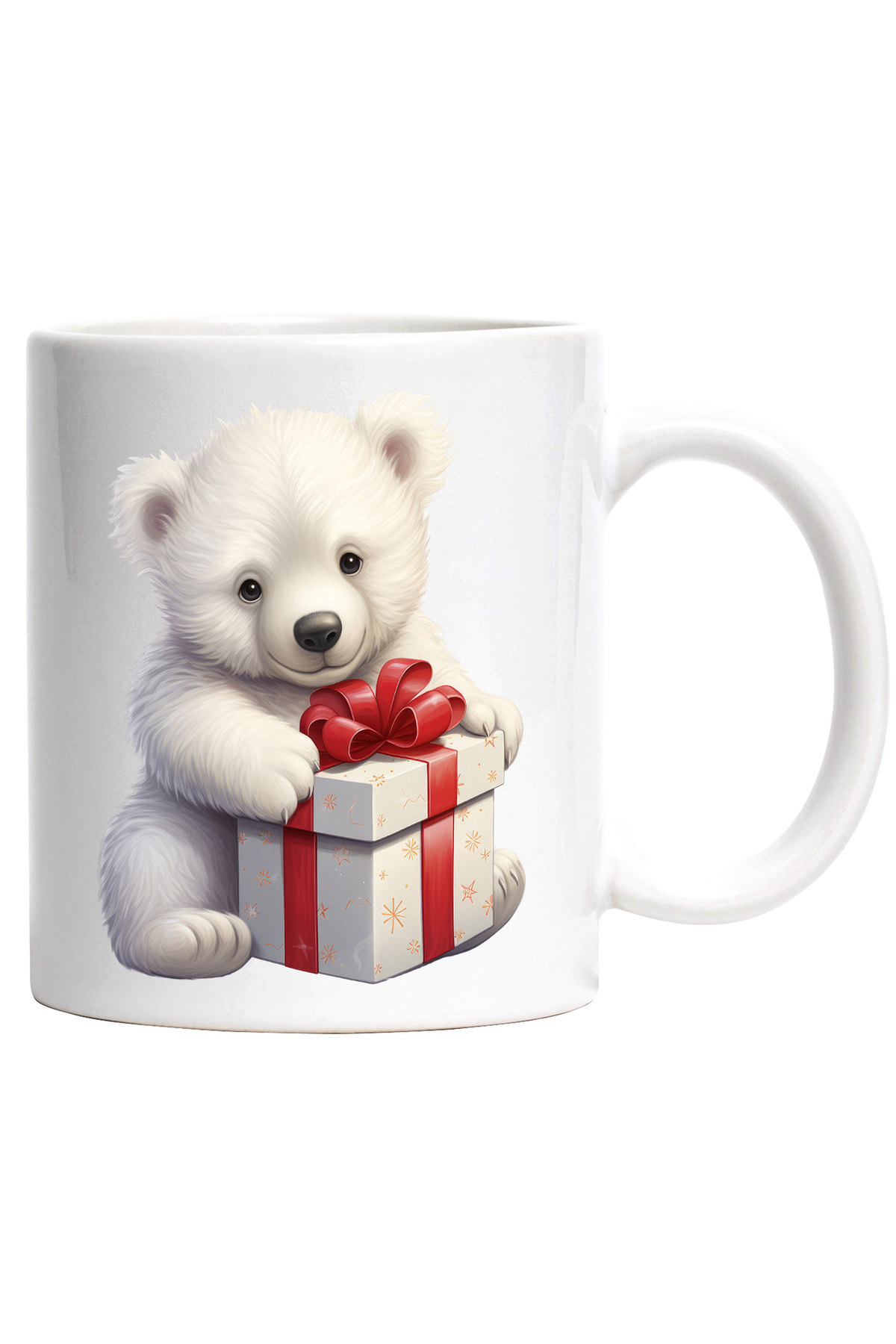 StoryGift Romania Cana Cu Un Ursulet Polar Care Are Un Cadou | A Fost Cuminte | Ilustratie | Vesel, Cu Maner Alb - One Size