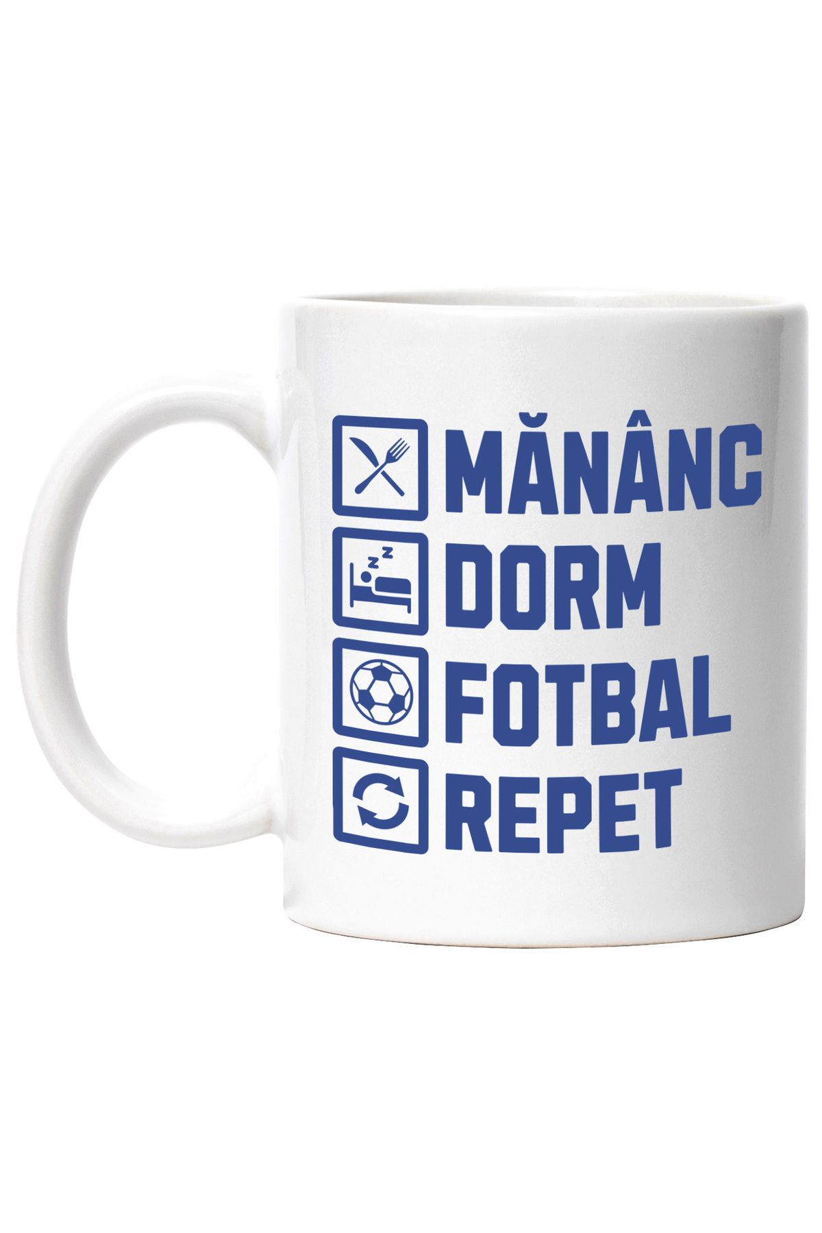 StoryGift Romania Cana Fotbal Rutina Unui Jucator De Fotbal Mananc Dorm Fotbal Repet, 330ml, Ceram, Cu Maner Alb - One Size
