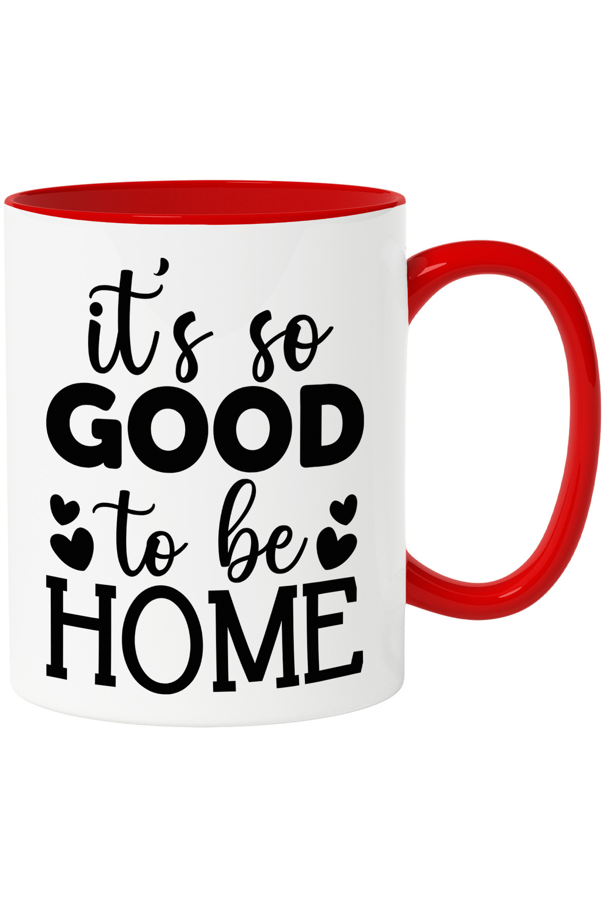 StoryGift Romania Cana Cu Inimioare Pentru Cei Care Au Ajuns In Sfarsit Acasa - Drum Lung Cu Maner, Cu Maner Rosu - One Size