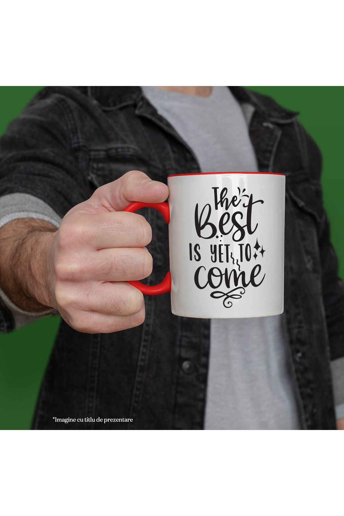 StoryGift Romania-Mug with the message "The best is yet to come" with Red Handle, With Red Handle STG 2
