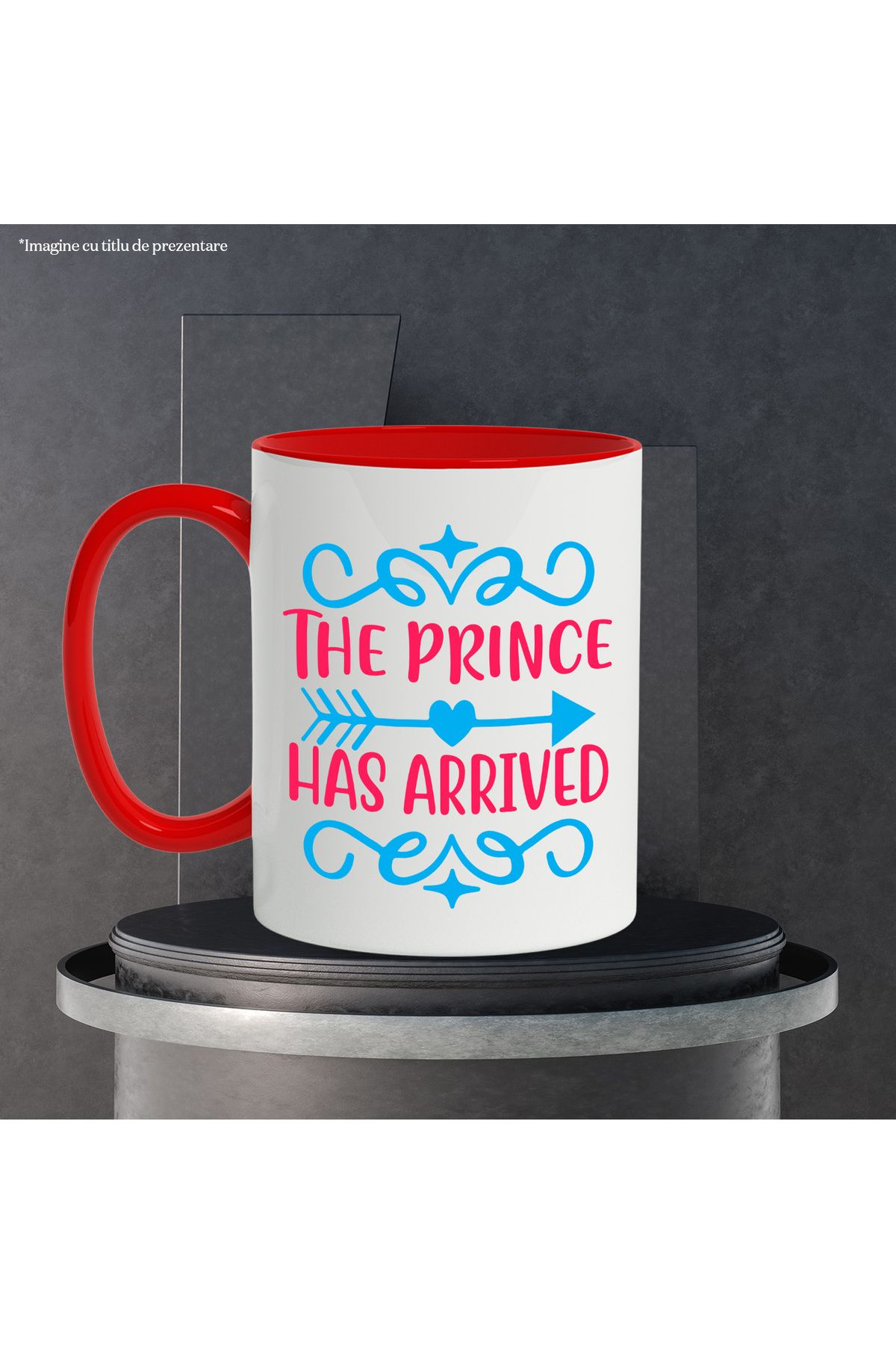 StoryGift Romania-Mug with an arrow and the message "The prince has arrived" - the prince has arrived with Handle, With,STG. 3