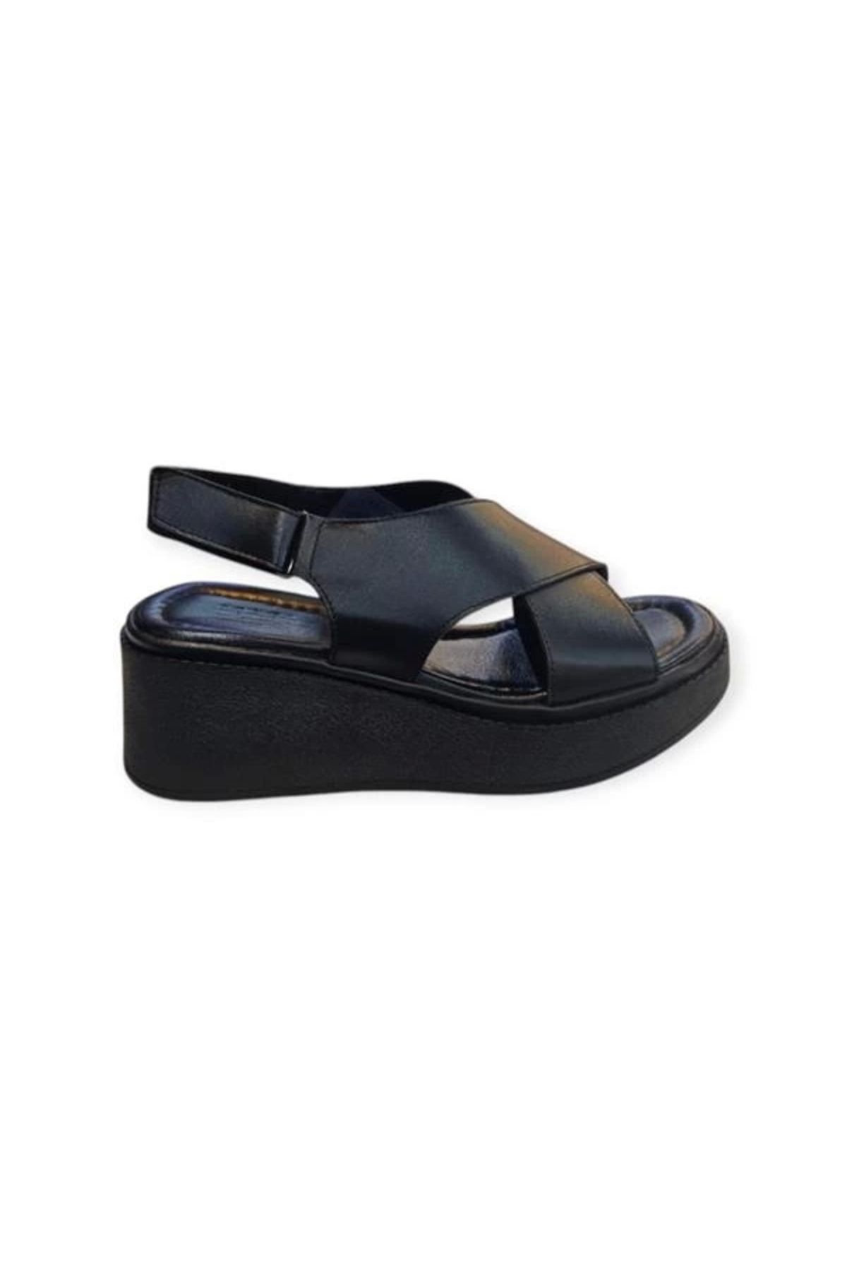 Store K1471118 Cırt Cırtlı Ayarlanabilir Yüksek Taban Kadın Sandalet Siyah
