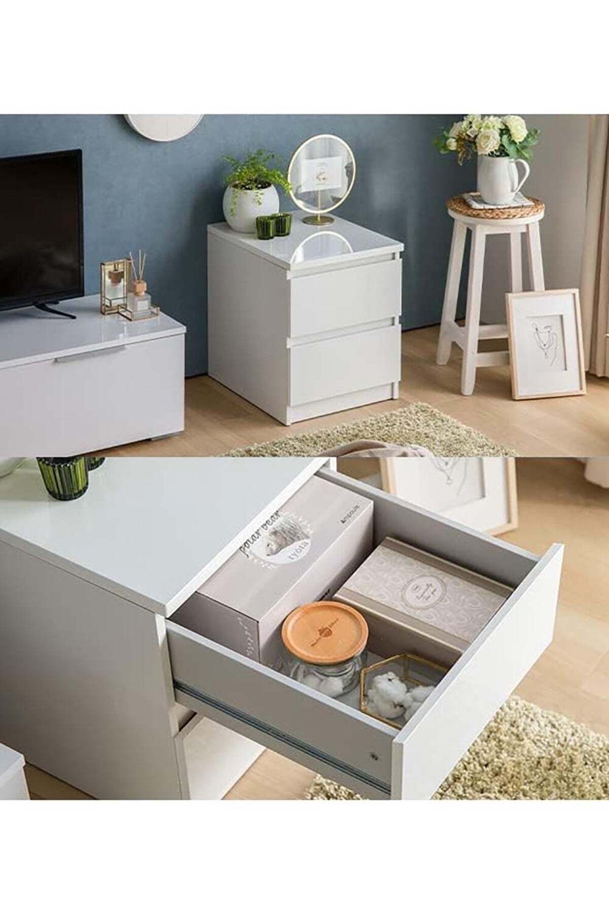 soufa dibaj-Nightstand|Bedroom Rustic Side Table Simple Bedside End Table with 2 Storage Drawers For Home 2
