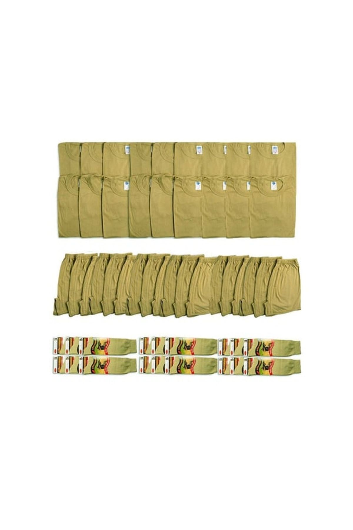 dgn shop 18'li Ekonomik Asker İç Giyim Seti %100 Pamuk & Fanila & Boxer & Çorap Er-Bedelli Setleri