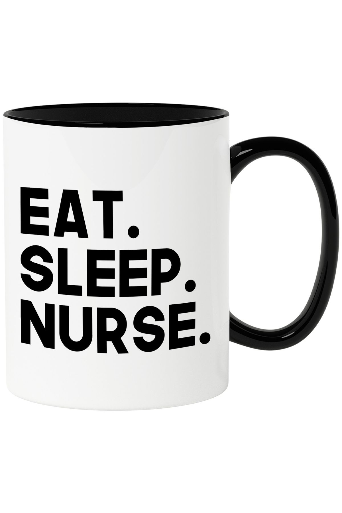 StoryGift Romania Cana Cu Textul In Engleza "eat. Sleep. Nurse." - Mananca Dormi Fii Asistenta Med, Cu Maner Negru - One Size