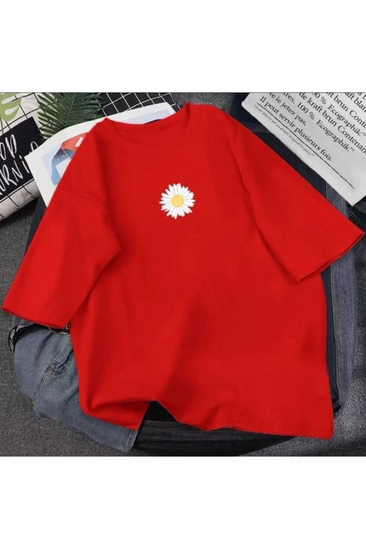 TekTarzz Papatya Baskılı Tasarım Tshirt