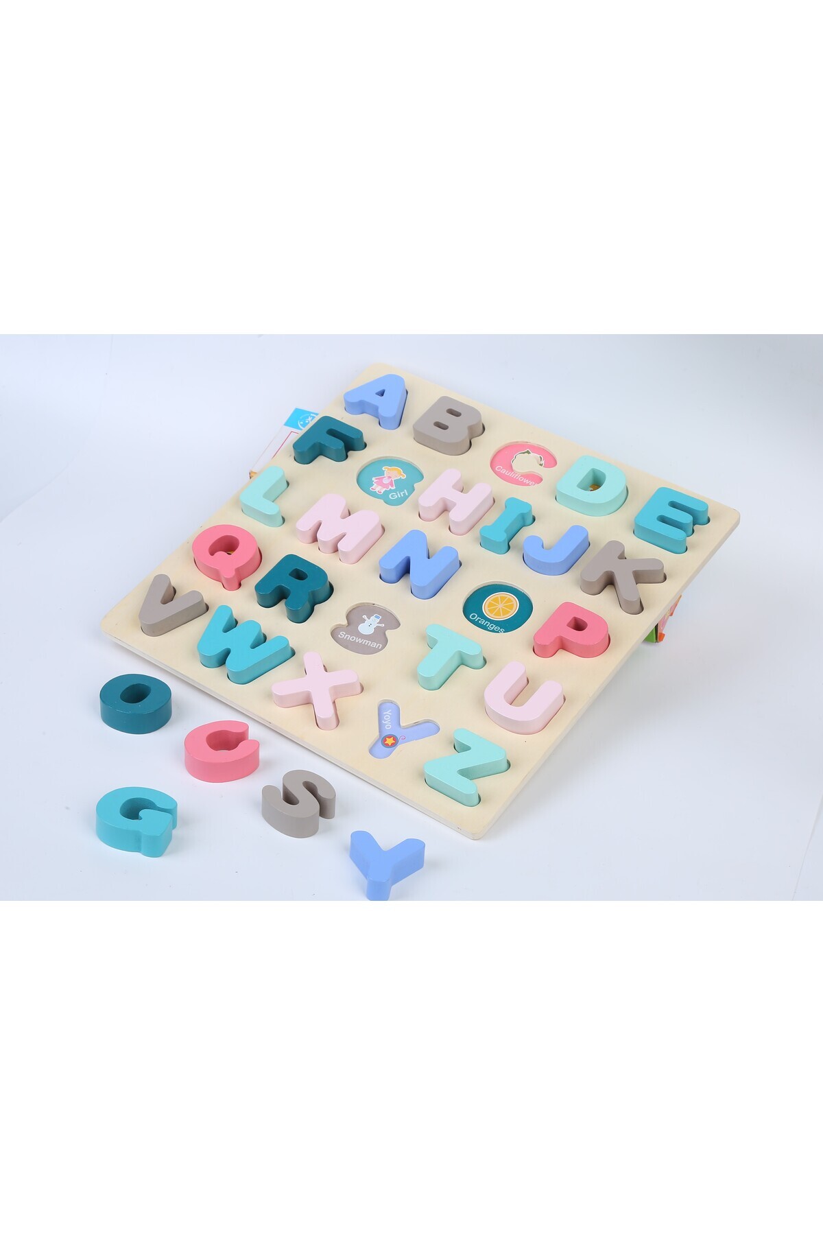 - پازل چوبی حروف الفبا فیروزه‌ای - ۲۶ تکه