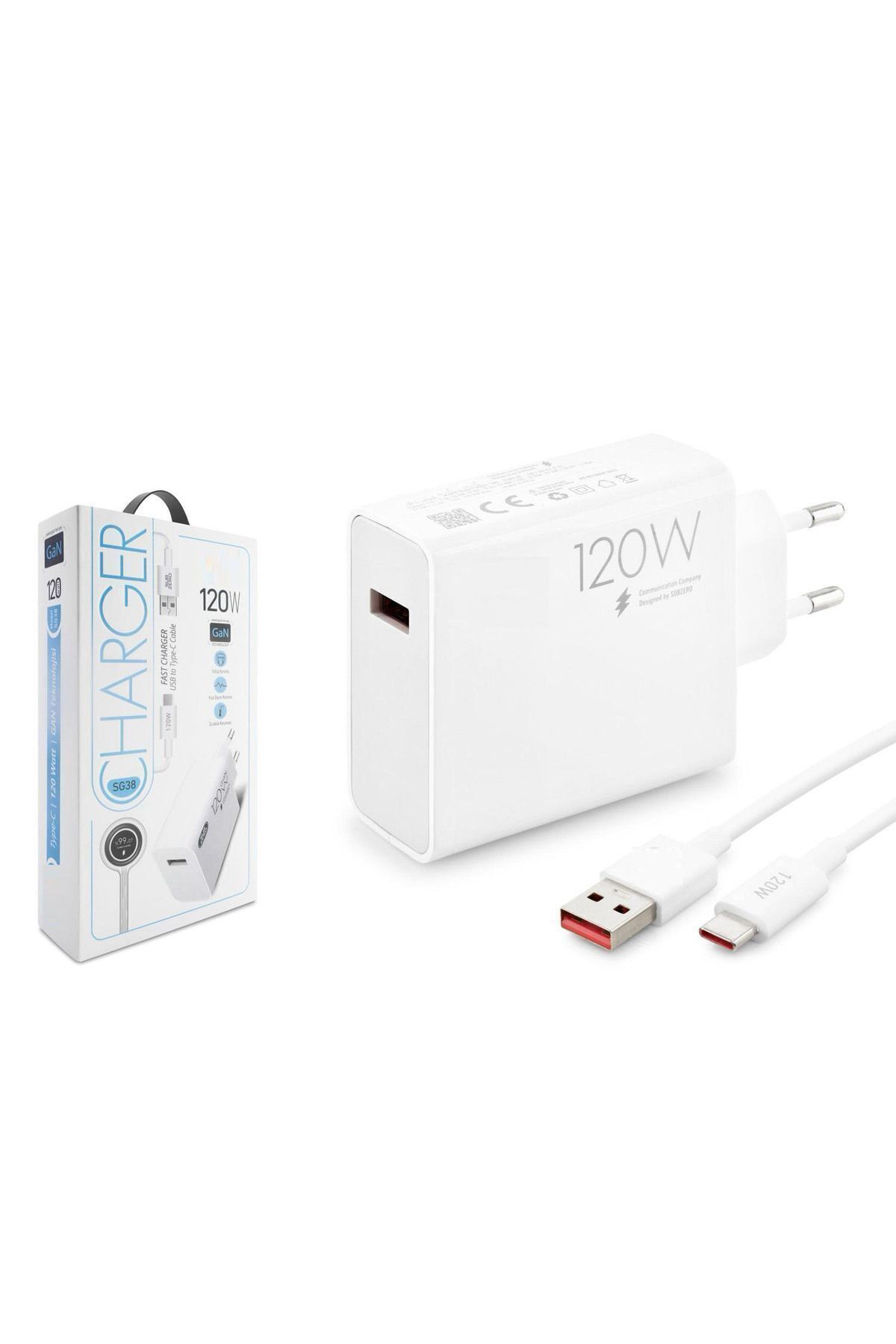 hope try Huawei Nova 9 Uyumlu SG38 120W Type-C Kablolu Turbo Ev Tipi Şarj Aleti