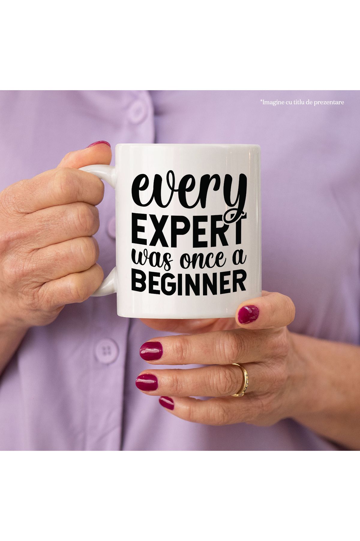 StoryGift Romania-Mug with motivational message "Every expert was once a beginner" - every expert was once a beginner, with white handle 2