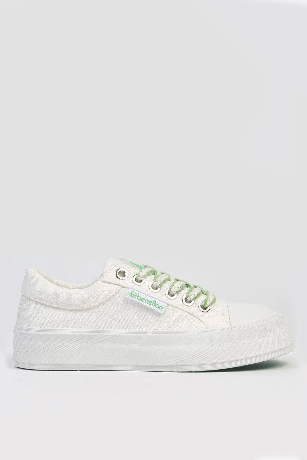 Benetton Günlük Bağcıklı Yüksek Taban Kadın Sneaker Ayakkabı Beyaz