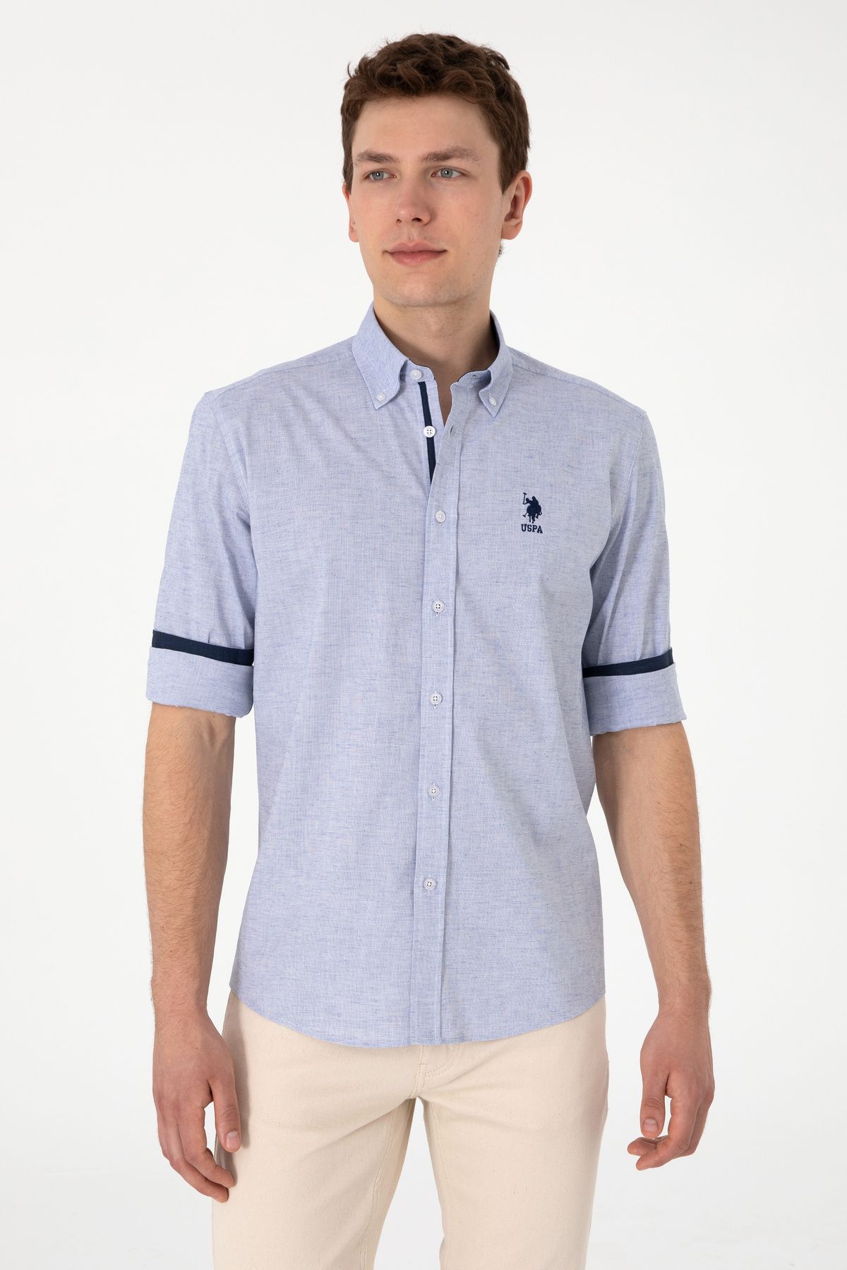 U.S. Polo Assn. Erkek Mavi Uzun Kollu Gömlek 50299808-VR036
