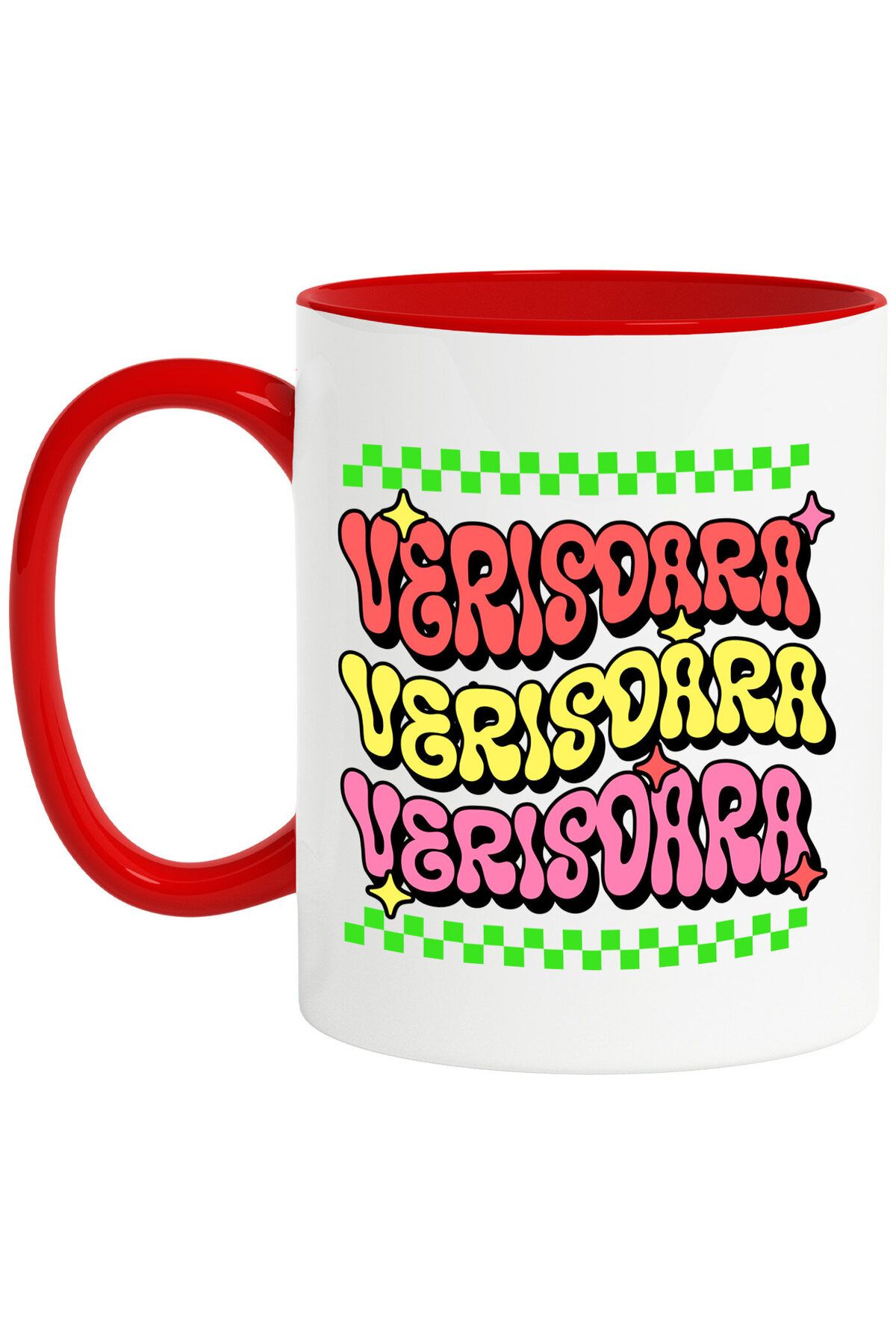 StoryGift Romania Cana Cu Design Iluzie Optica Colorat Text In Limba Roamna Familie Copii Dragoste, Cu Maner Rosu - One Size