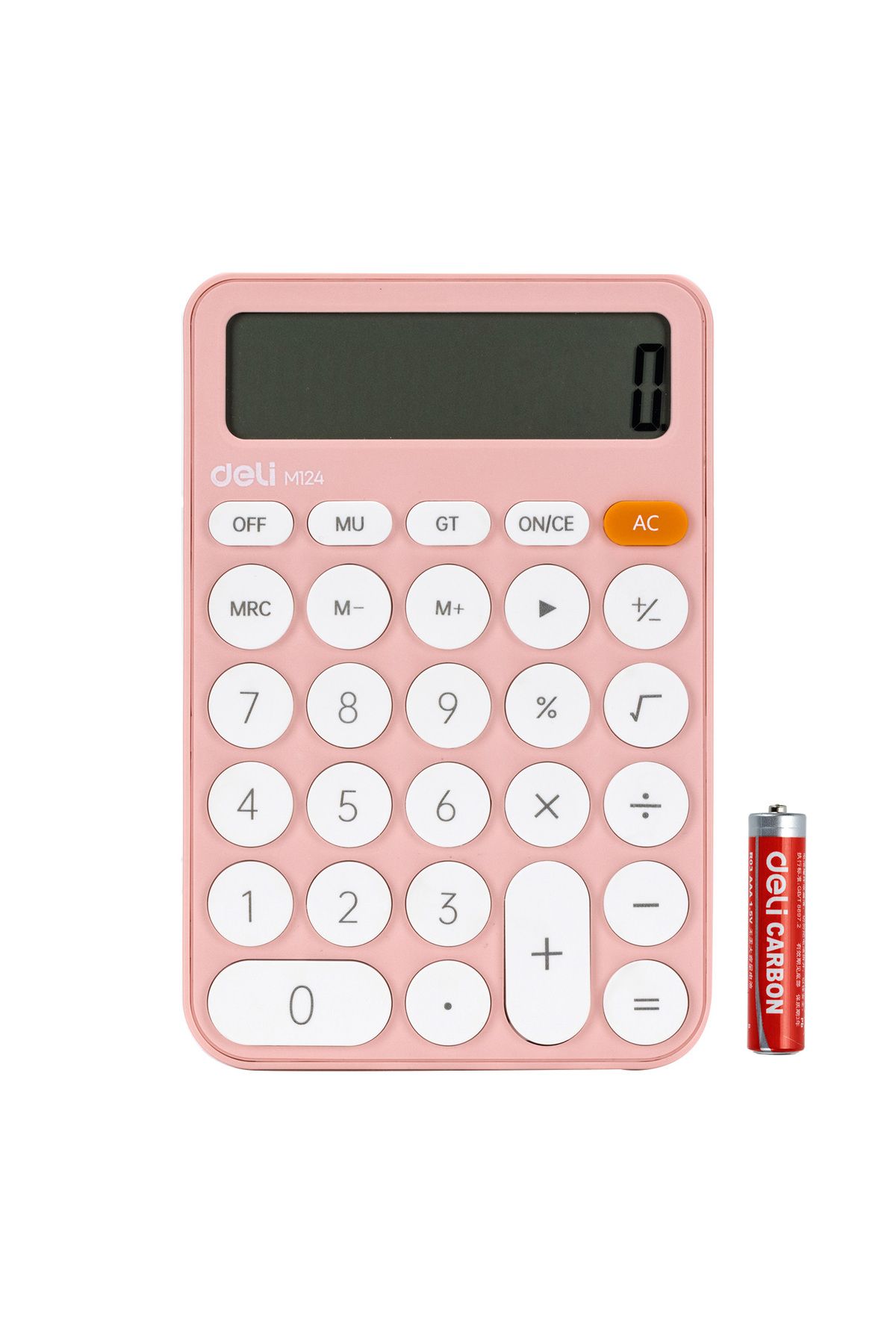 Deli Calculator De Birou Cu 12 Cifre, Plastic, Em124, Roz, Deli - One Size