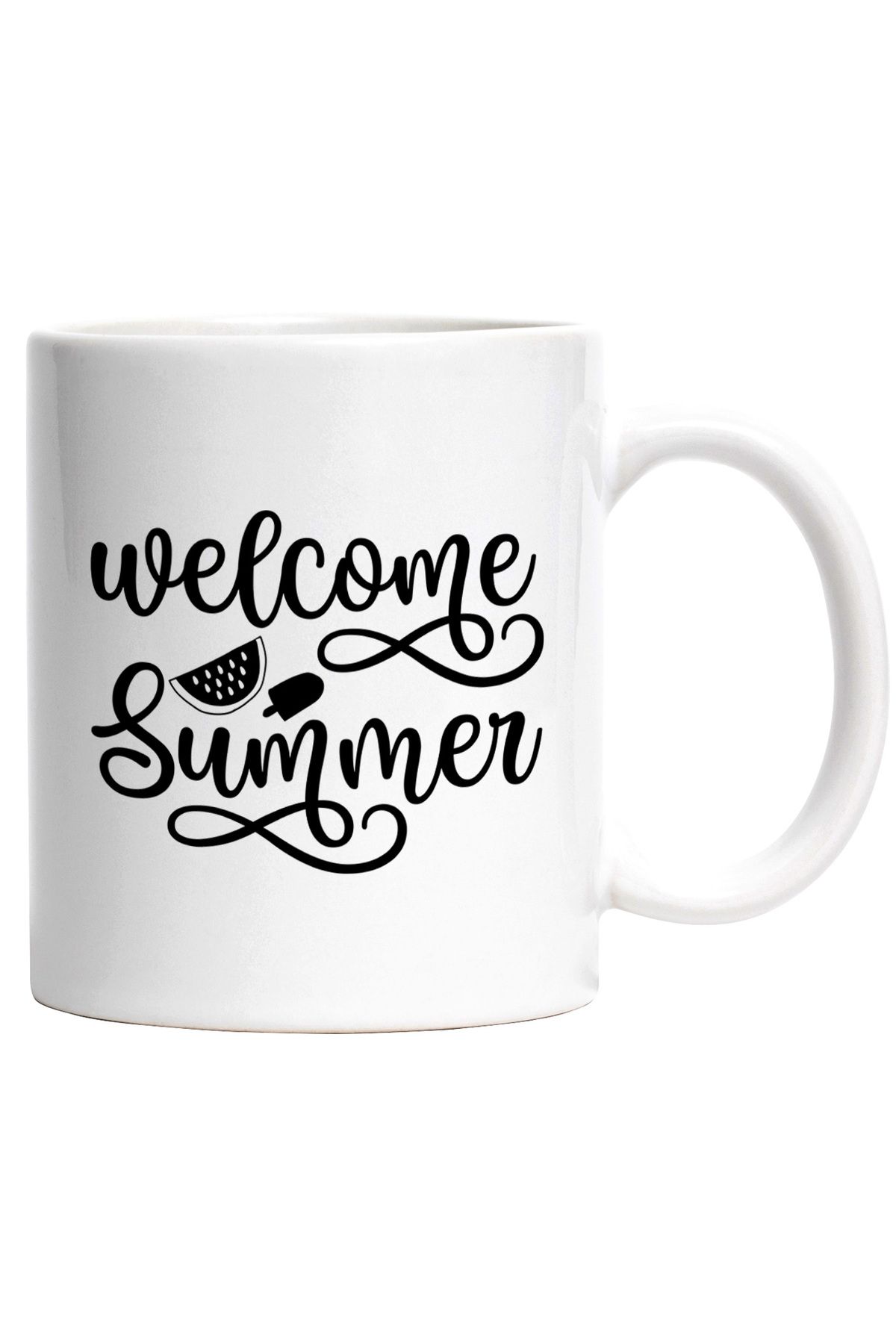 StoryGift Romania Cana Cu Pepene, Inghetata Si Mesajul "welcome, Summer" - Bun-venit, Vara! Cu Man, Cu Maner Alb - One Size