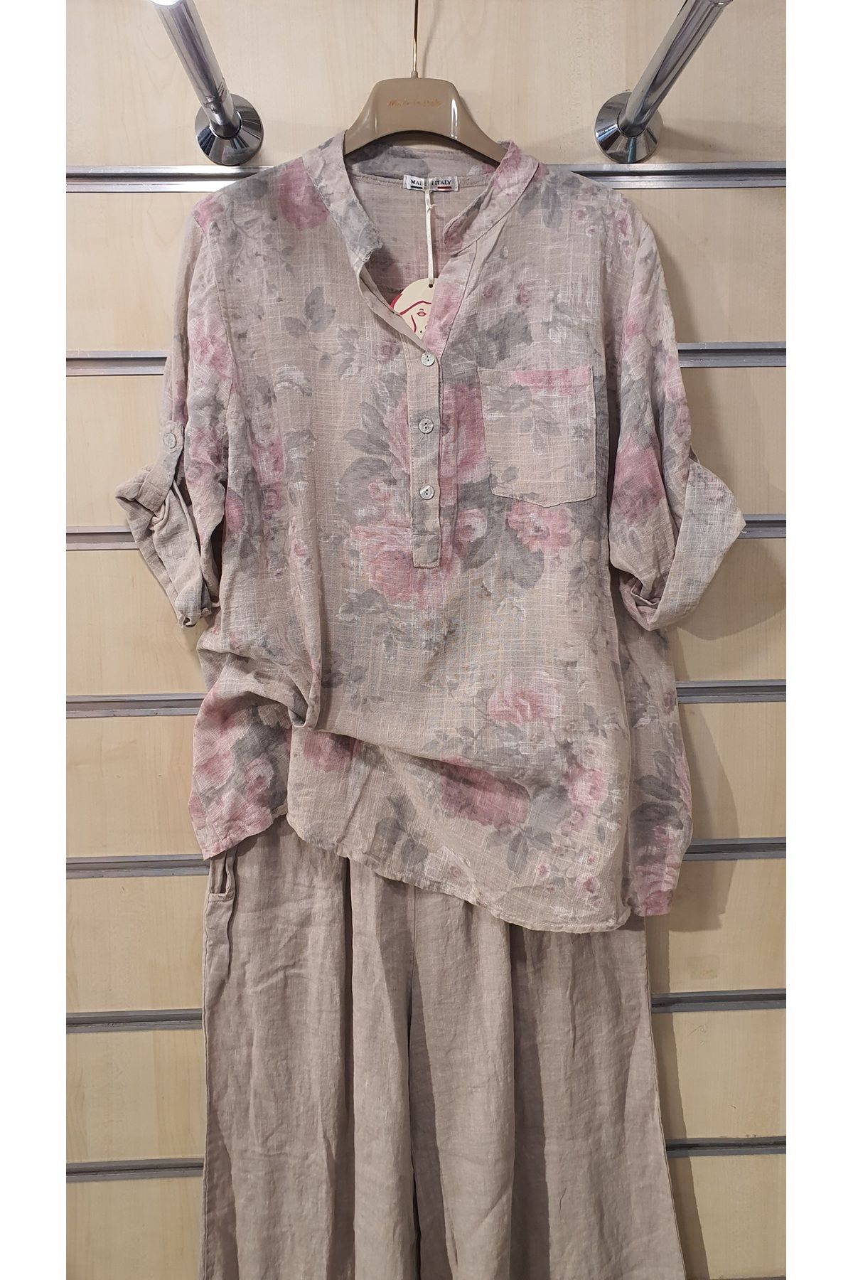 Park Moda İtalyan Gömlek 3 Düğmeli Batik Gül Desen