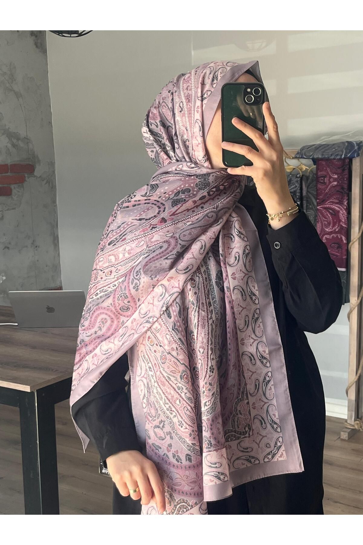 Merwiss Etnik Desen Soft Milano Gül Kurusu Şal
