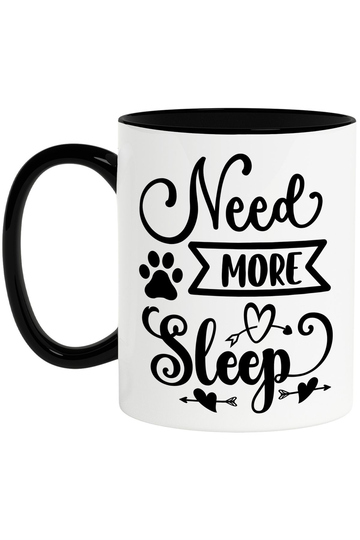 StoryGift Romania Cana Cu Inimioare Pentru Cei Care Au Nevoie De Mai Mult Somn - Lene Somnolenta C, Cu Maner Negru - One Size