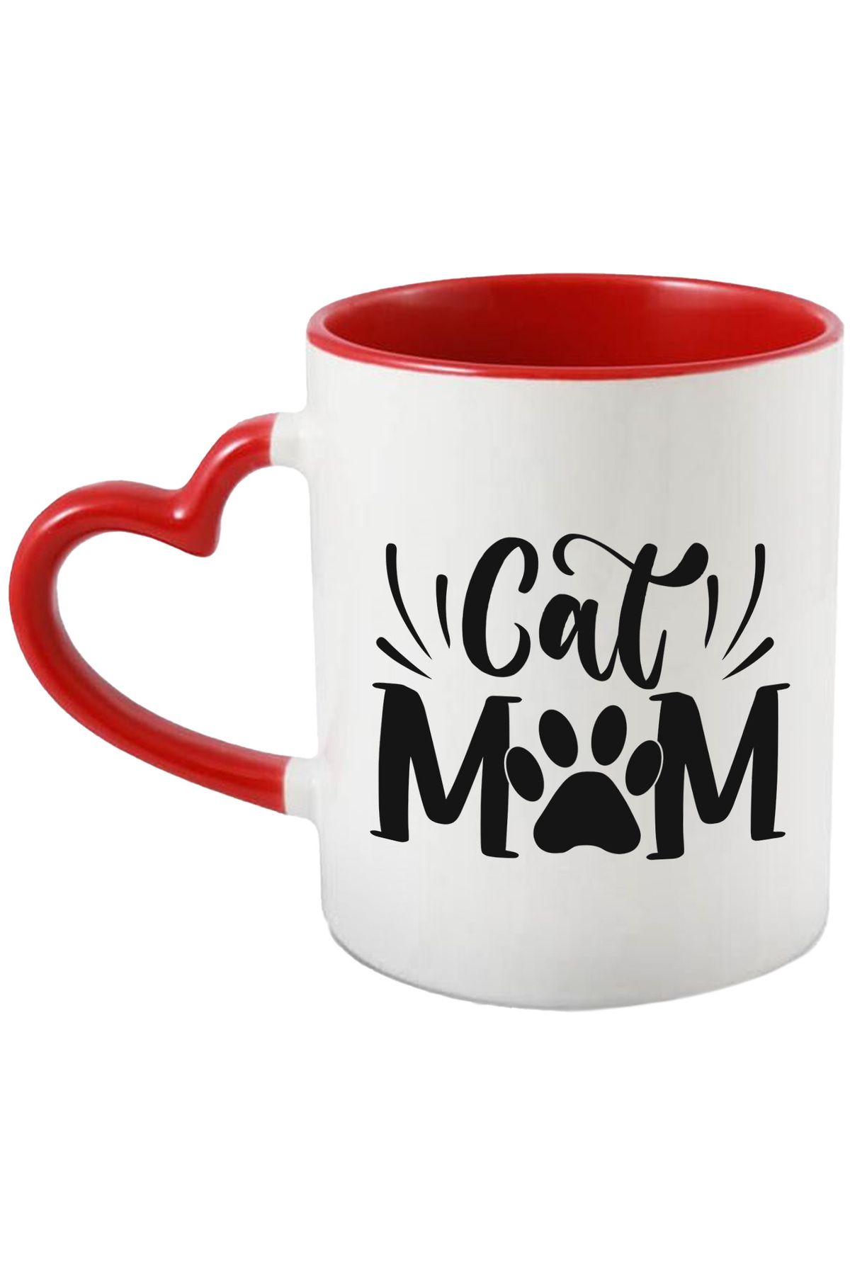 StoryGift Romania Cana Cu Labuta Pentru Femeile Care Iubesc Pisicile - "cat Mom" Cu Maner Inima Ro, Cu Maner Inim - One Size