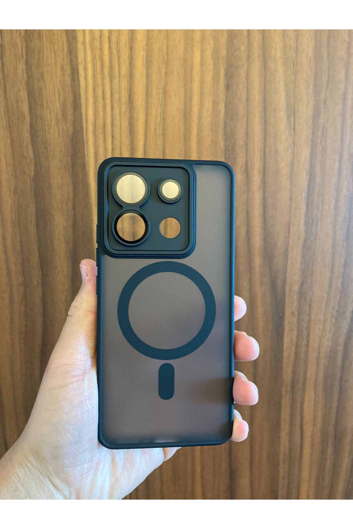 Newon XİAOMİ REDMİ NOTE 13 PRO 5G SİYAH LENSLİ BUZLU MAGSAFE SİLİKON TELEFON KILIFI KAPAK