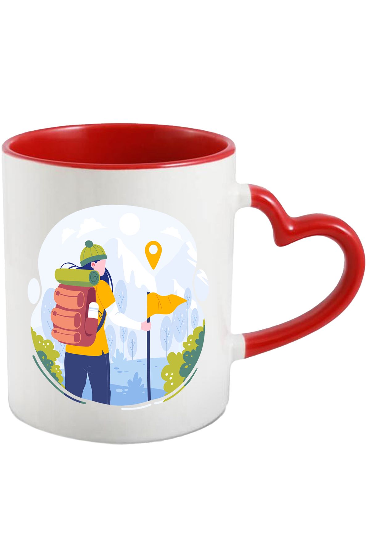 StoryGift Romania Cana Cu Natura, Munte, Pinpoint, Steag, Drumetie, Ghiozdan, Saltea, Multicolor 3, Cu Maner Inim - One Size