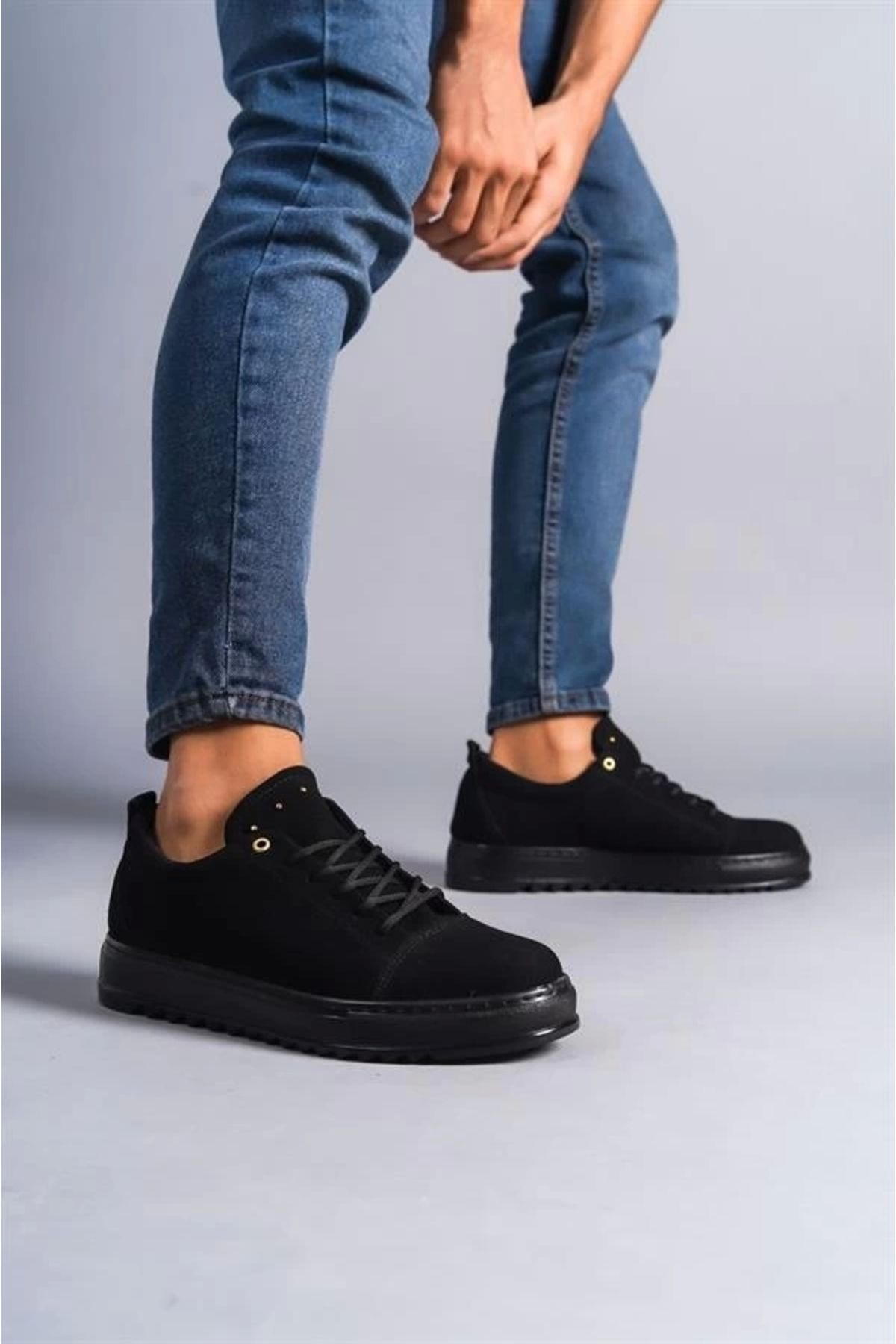 Store SLW152 Cool Bağcıklı Süet Erkek Günlük Spor Klasik Ayakkabı SST - Siyah