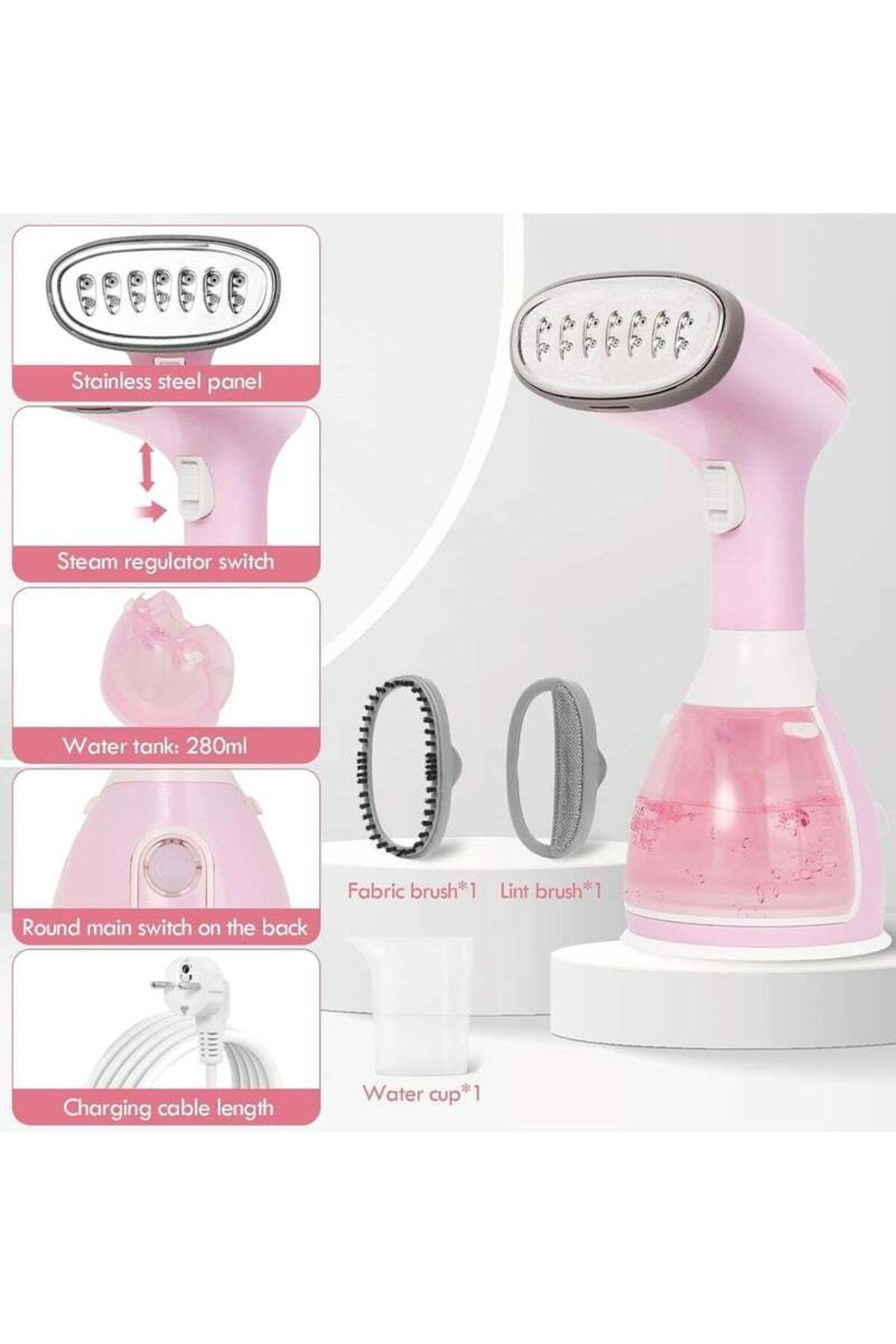 مكواة بخار ملابس، عالية الطاقة 1500 واط 280 مل