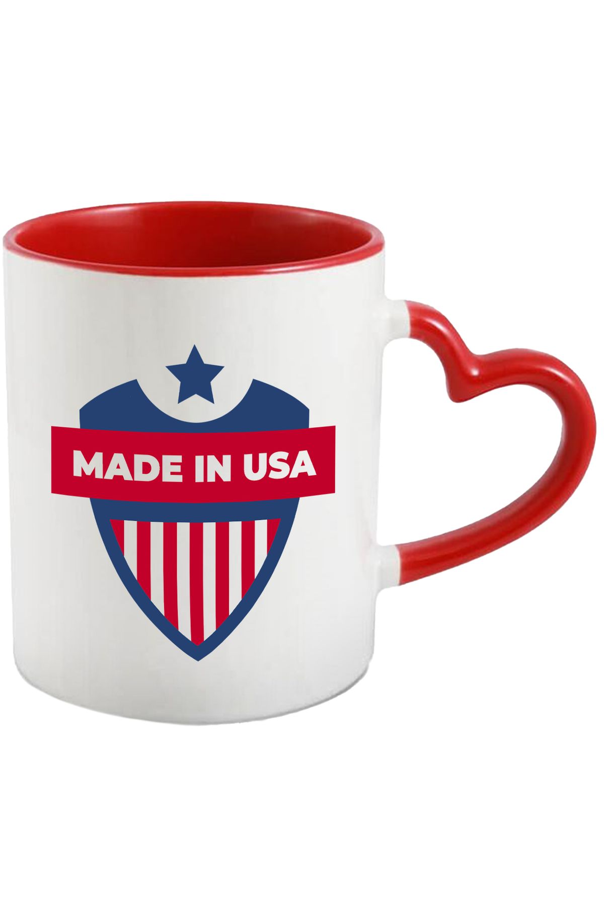 StoryGift Romania Cana Cu Mesaj In Engleza Made In Usa, Sua, Scut, Stea, Multicolor 330 Ml, Cerami, Cu Maner Inim - One Size