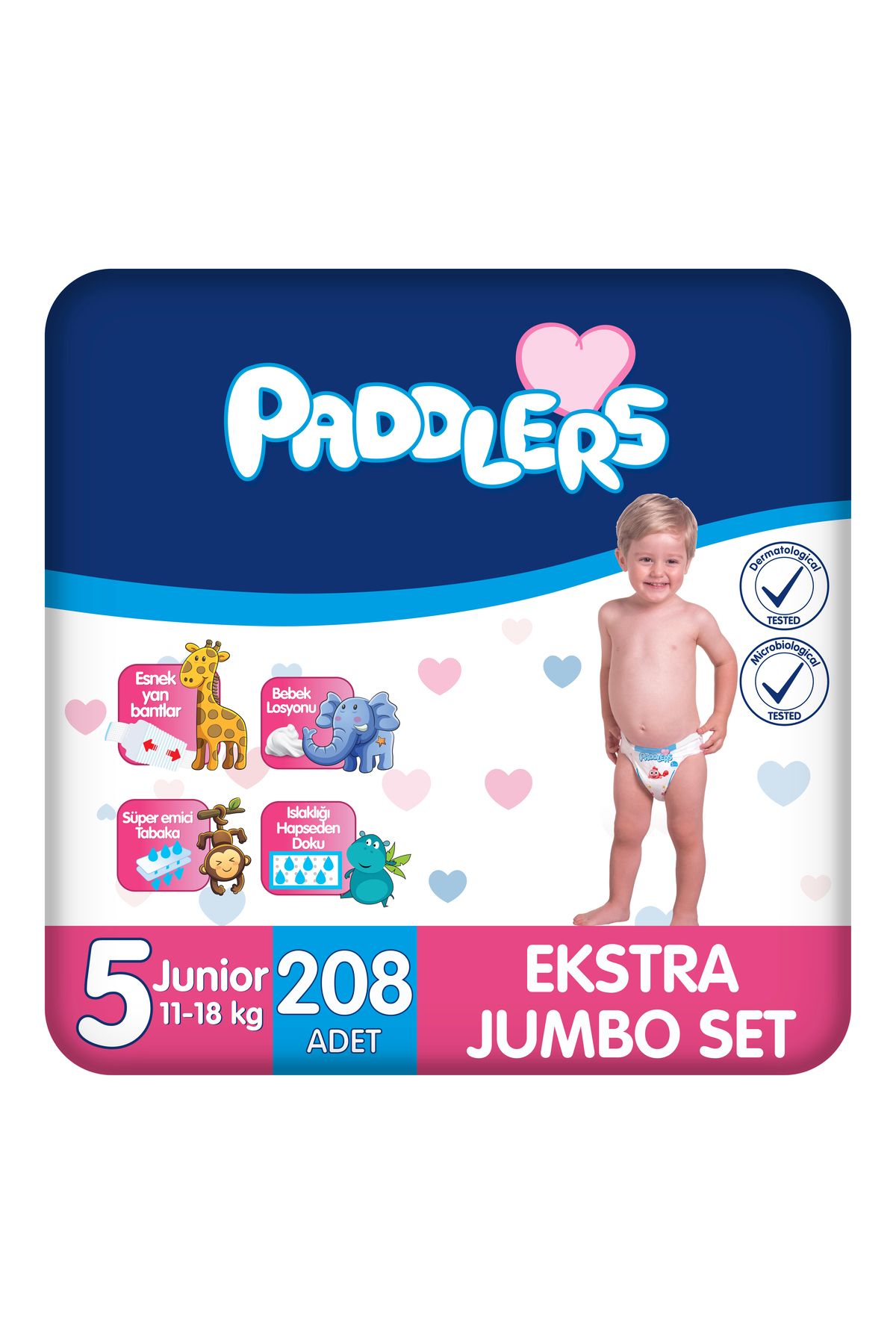 Paddlers Bebek Bezi 5 Numara Junior 208 Adet (11-18 Kg) Ekstra Jumbo Set