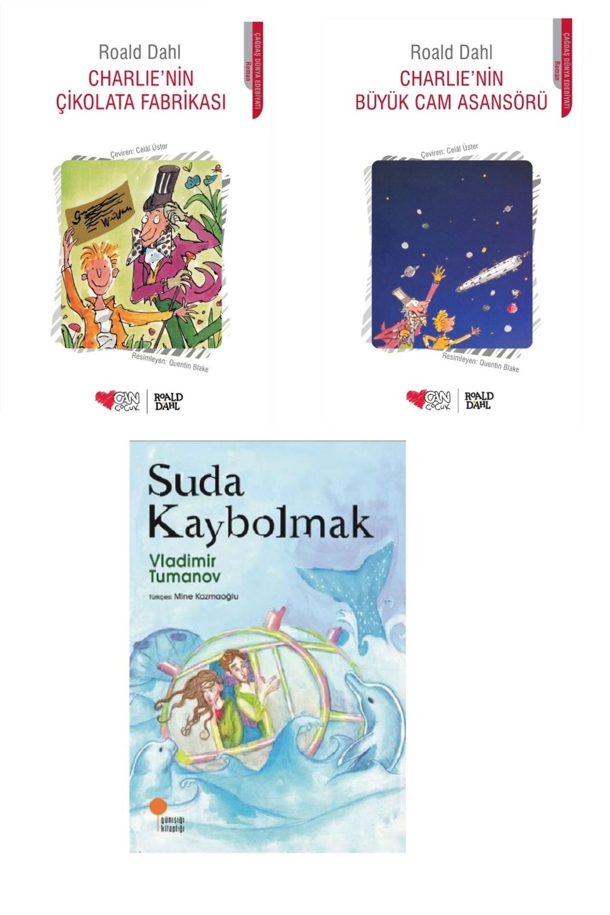 Günışığı Kitaplığı Suda Kaybolmak & Charlie'nin Çikolata Fabrikası & Charlie'nin Büyük Cam Asansörü ( 3 Lü Set )