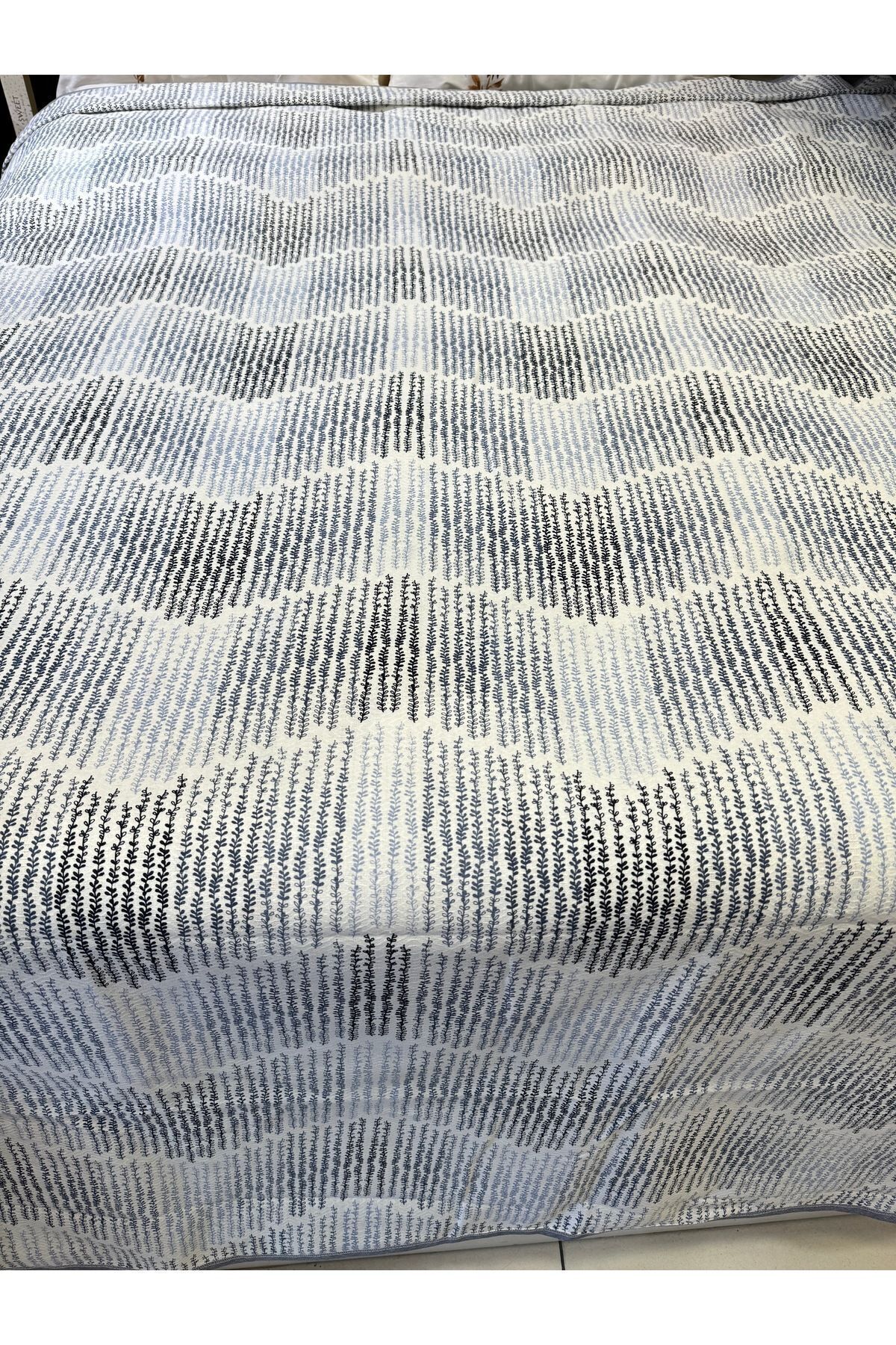 ŞENER HOME-Blue Delta Pattern Printed 150x240 Single Pique 5