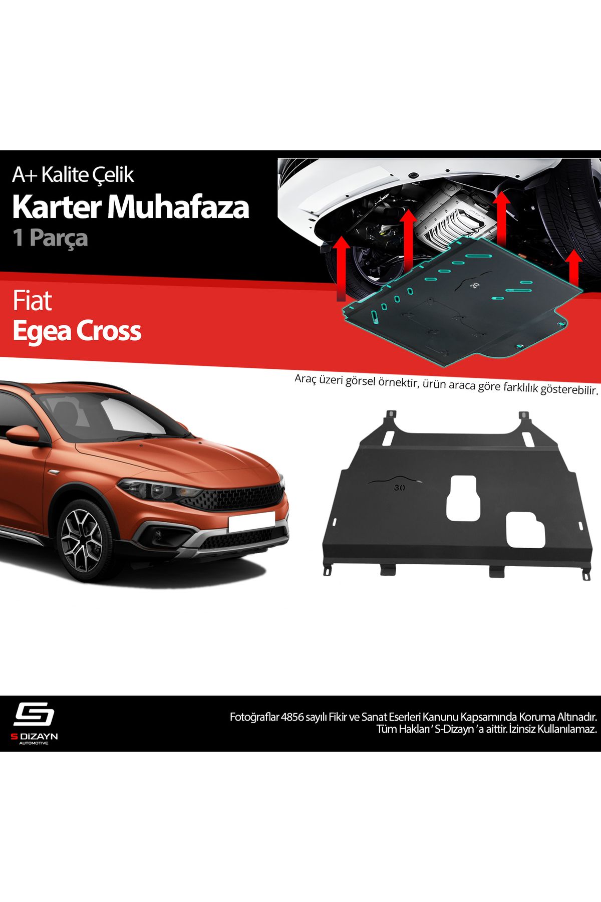 S Dizayn S-Dizayn Fiat Egea Cross Çelik Karter Muhafaza Koruma 2020 Üzeri A+ Kalite FI-EGC-CKM