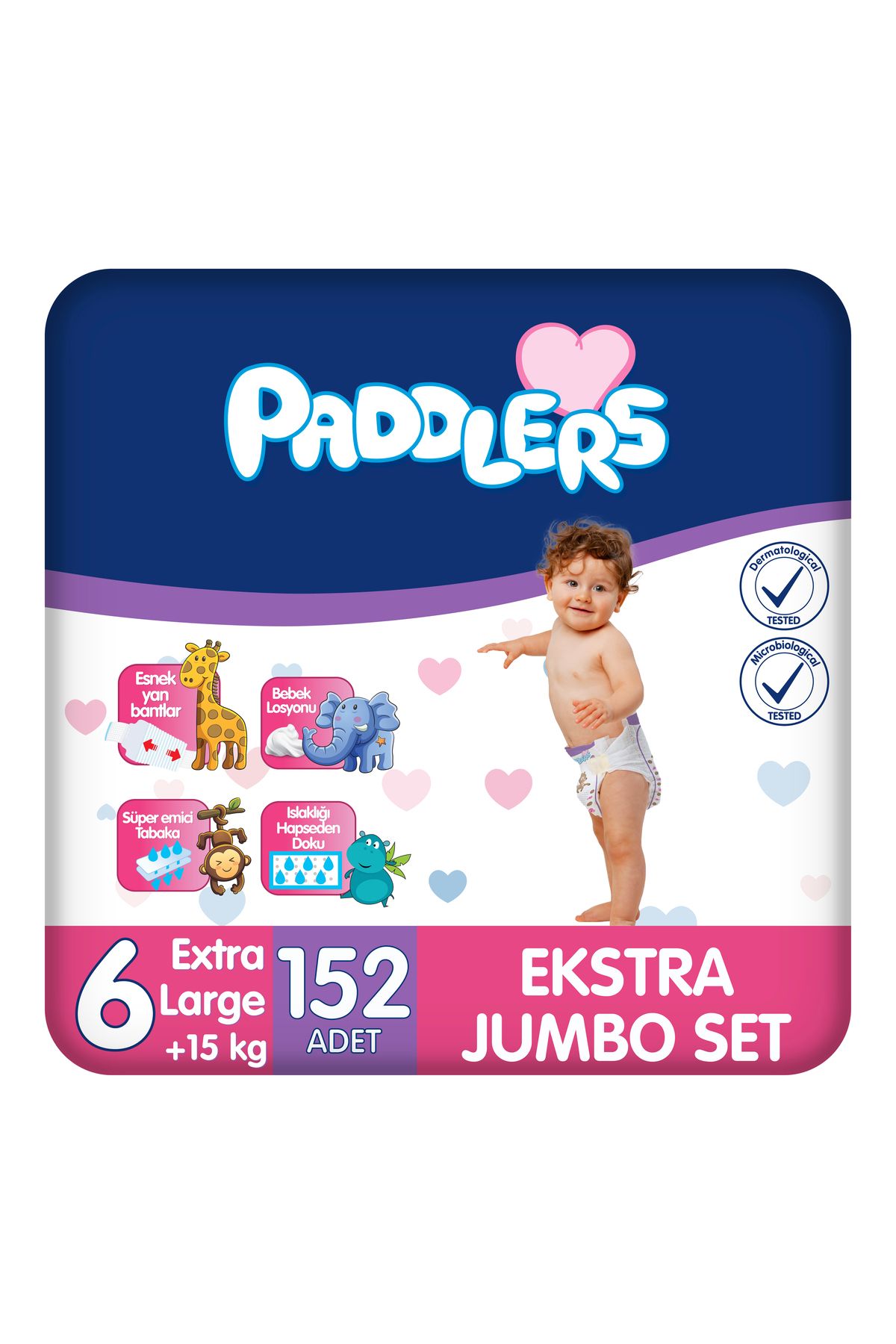 Paddlers Bebek Bezi 6 Numara X-Large 152 Adet (15+Kg) Ekstra Jumbo Set