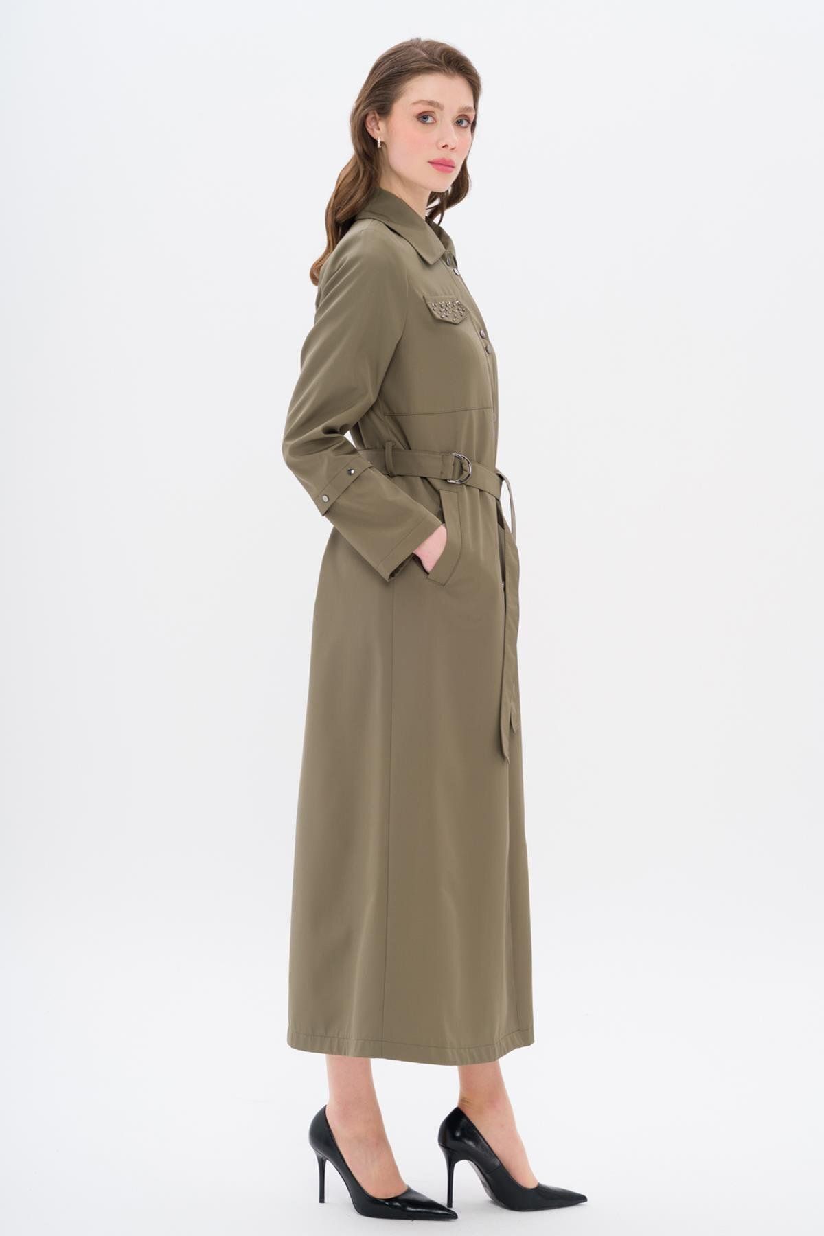 Olcay-Спортно палто с подплата с джобни камъни KHAKI 4306 6