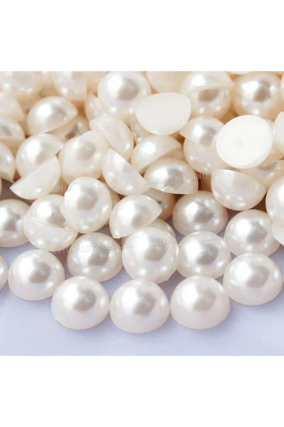 HOBİ 8 mm Krem Renk Lüks Kaplama Plastik YARIM inci Boncuk , Aksesuar Süsleme Boncuk 250 adet YARIM İnci