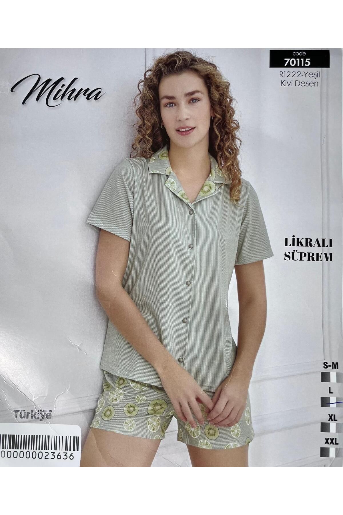 7FİL Mihra Kivi Desenli Şortlu Pijama Takımı