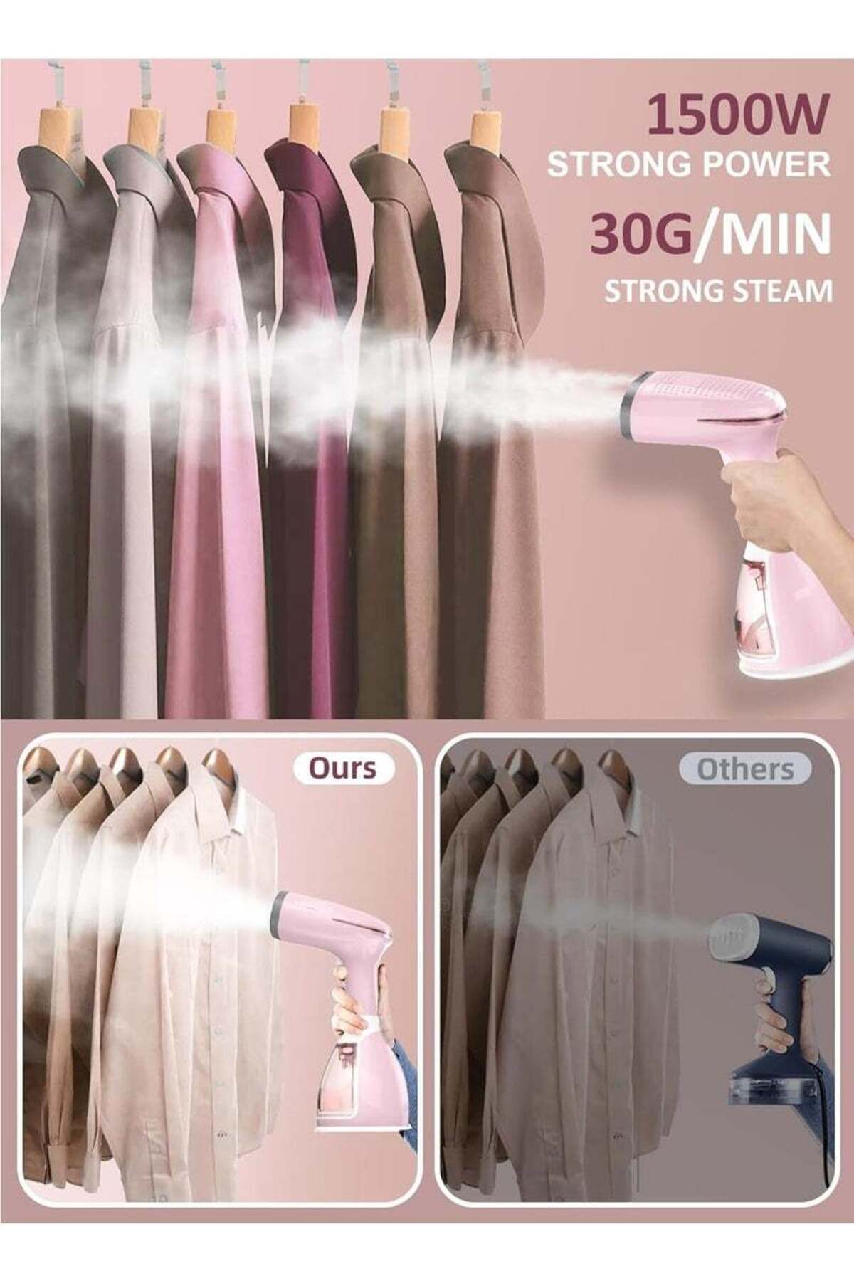 مكواة بخار ملابس، عالية الطاقة 1500 واط 280 مل