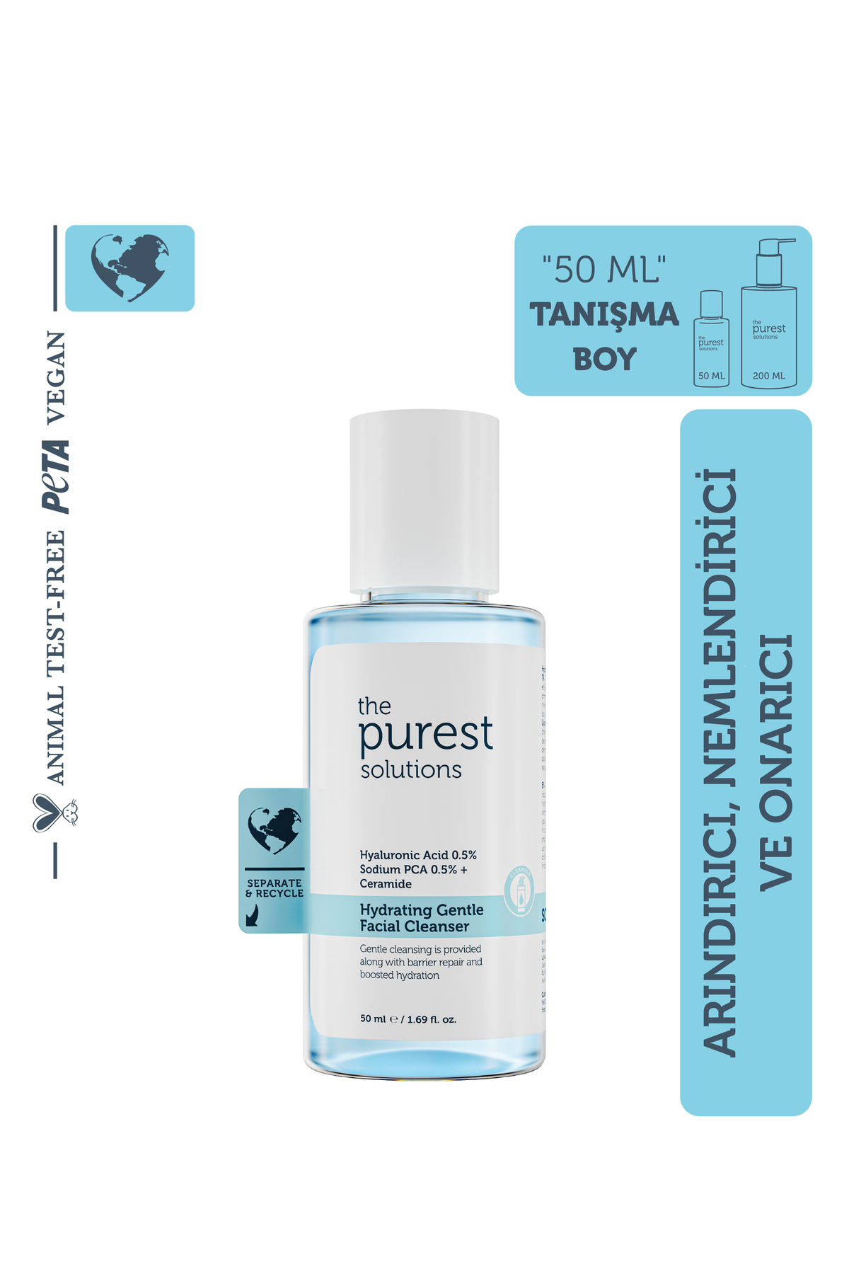 The Purest Solutions Kuru Ve Karma Ciltler İçin Nemlendirici Ve Bariyer Onarıcı Hyalüronik Asit Yüz Temizleme Jeli 50 ml — TPS227
