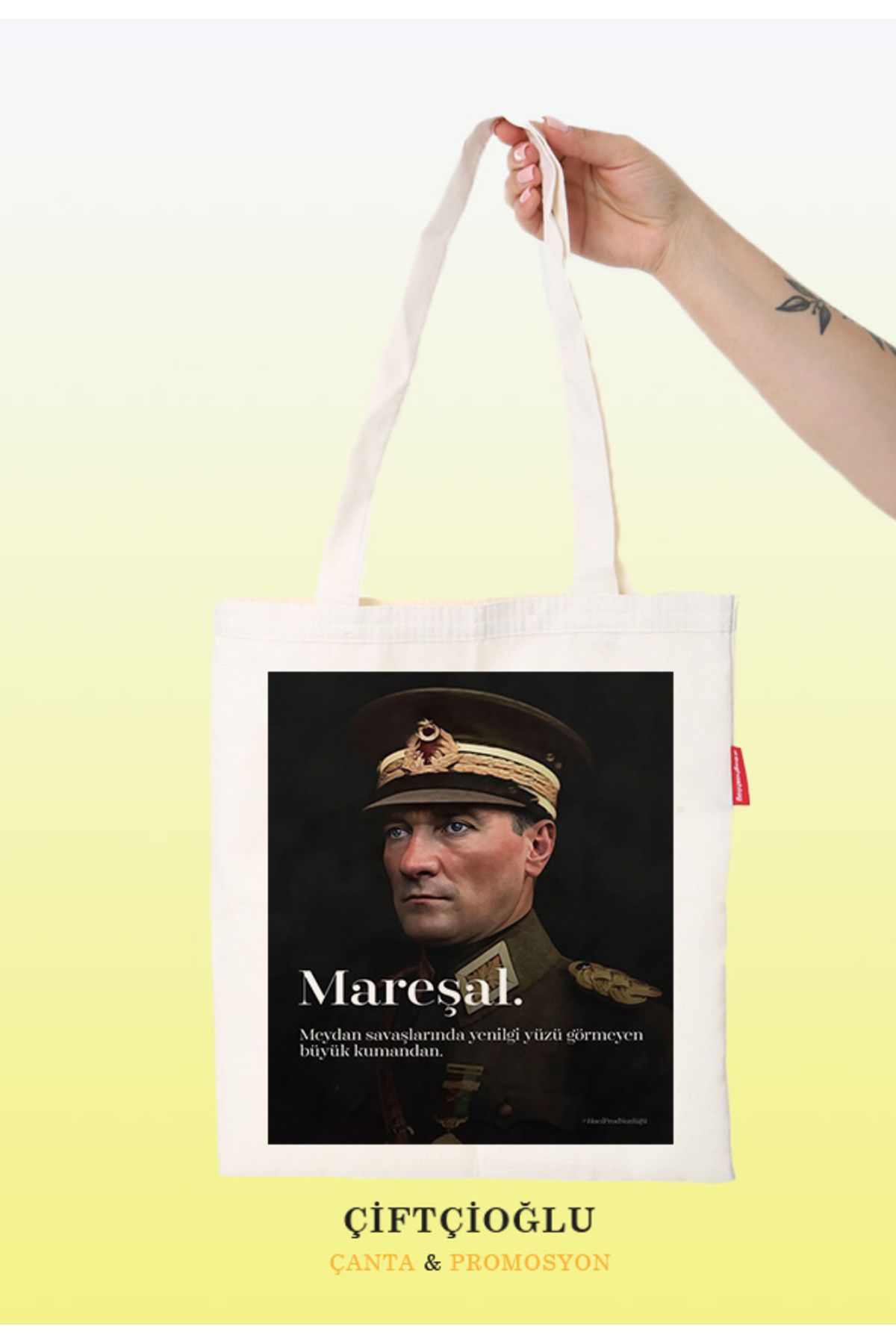 çiftçioğlu Mustafa Kemal Atatürk Baskılı 38x42 Bez Çanta