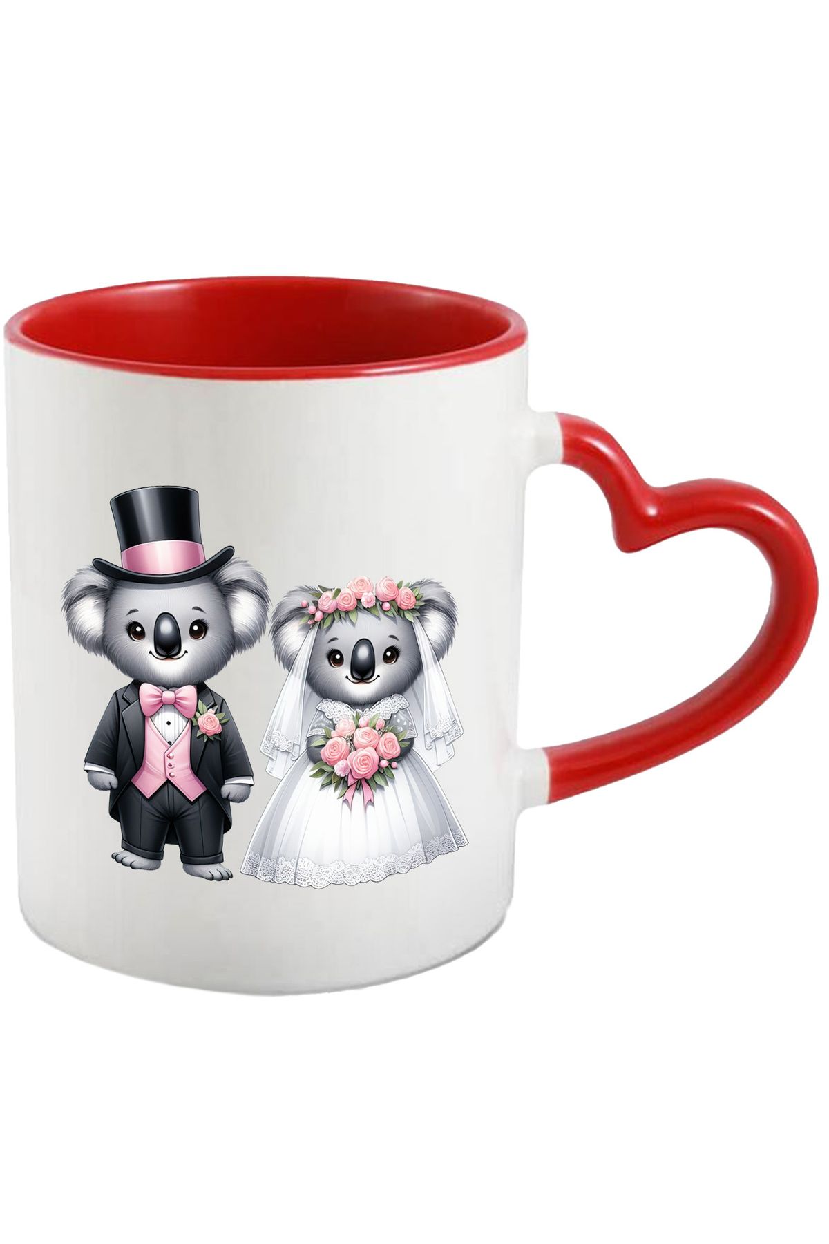 StoryGift Romania Cana Cu O Ursoaica Si Un Urs Koala In Ziua Nuntii | Ilustratie | Casatorie | Cer, Cu Maner Inim - One Size