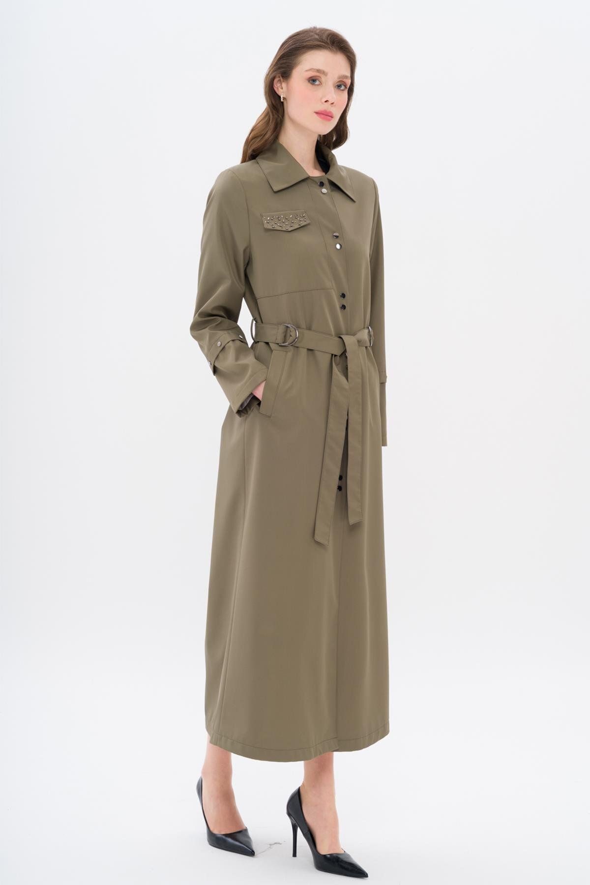 Olcay-Спортно палто с подплата с джобни камъни KHAKI 4306 4