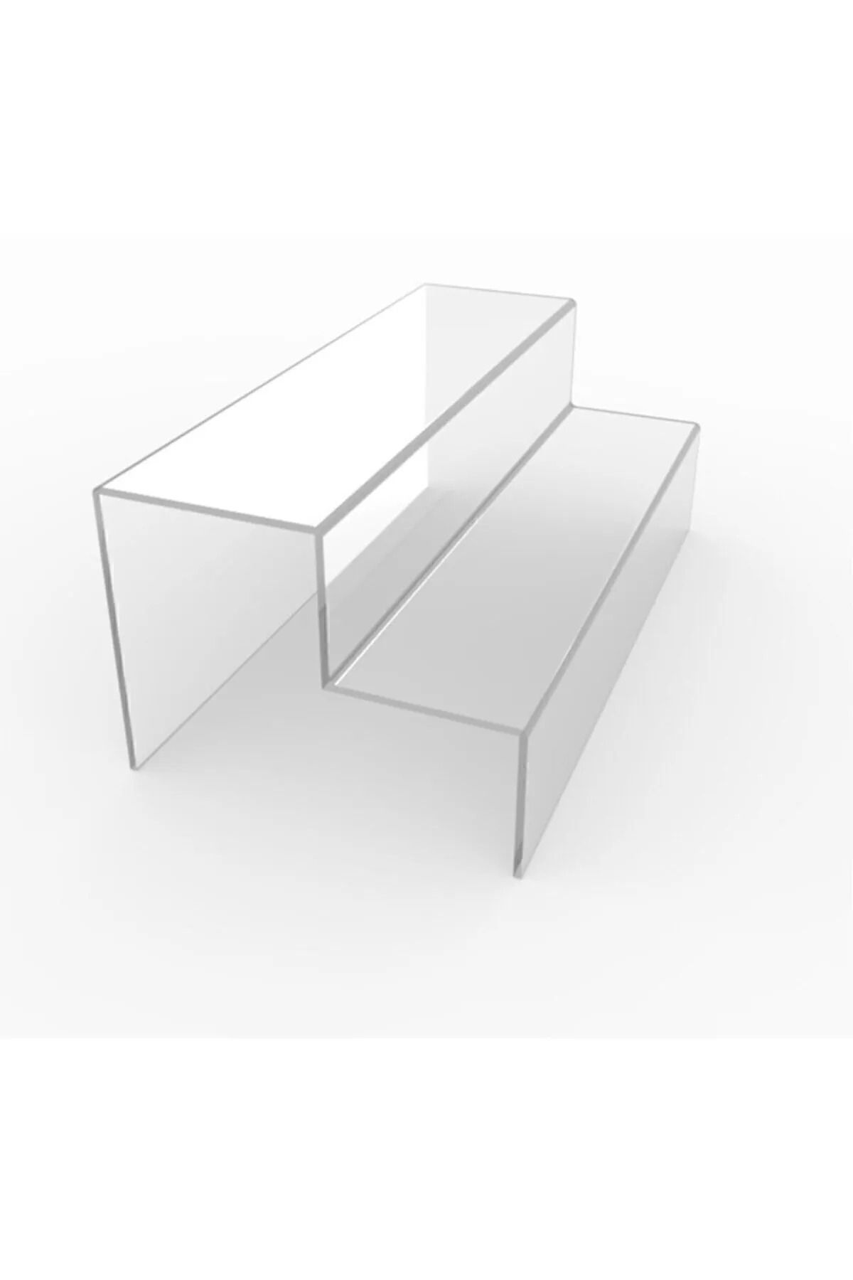 Destek Ayaklı Pleksi Stand 3 Mm Pleksi Şeffaf Merdiven Sergileme Standı (2 BASAMAK EN 30 CM)