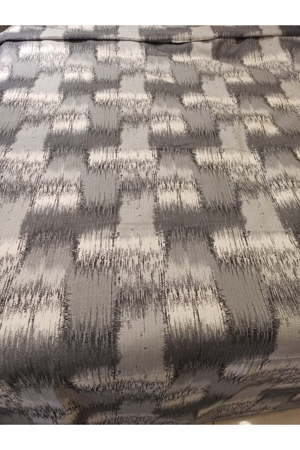 ŞENER HOME-Patchwork Pattern Printed 200X240 Cm. Double (Battal) Single Pike - Gray&Brown 3