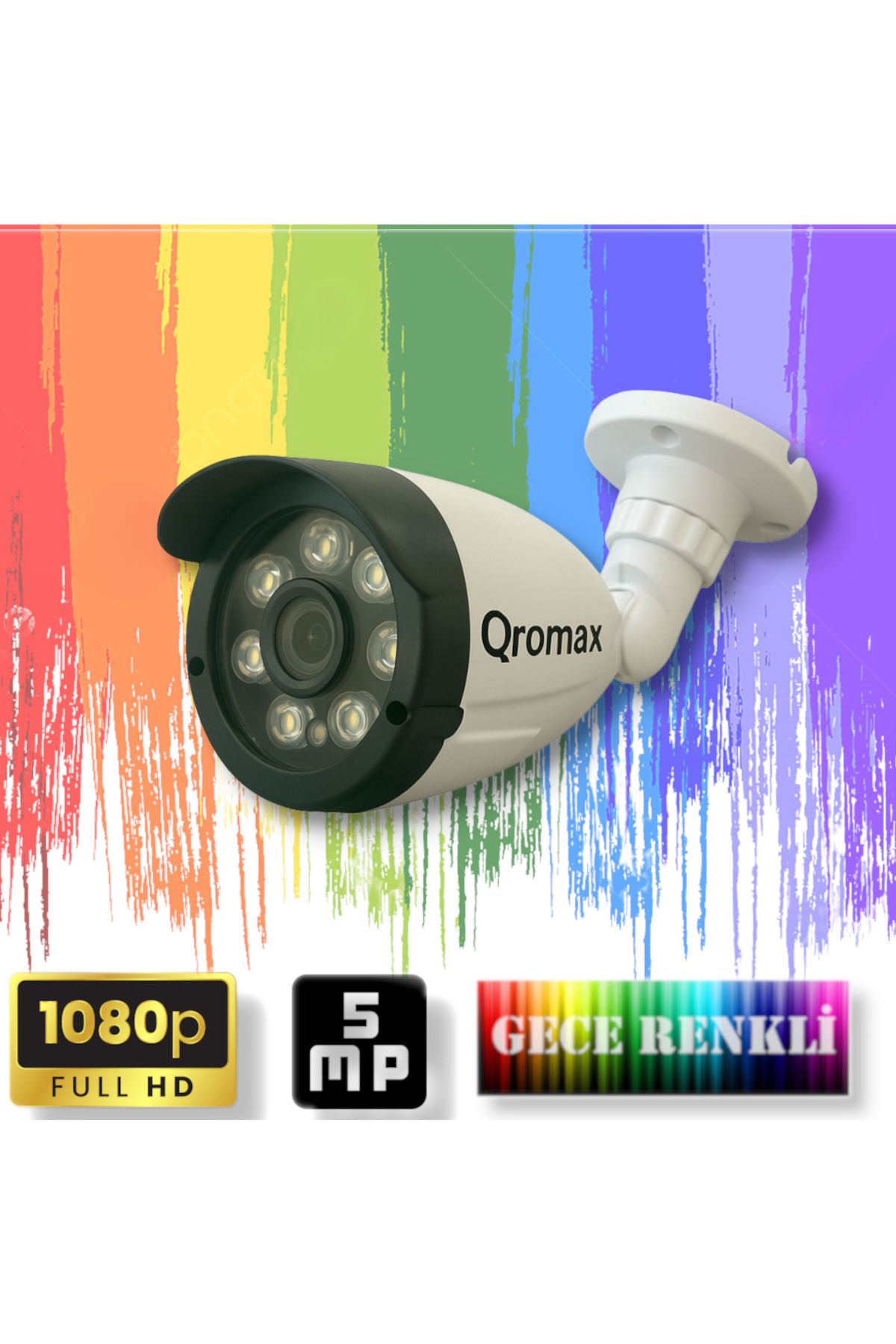 qromax Gece Renkli Gösteren TurboHD 5Mp Lensli 8 Warm Ledli Güvenlik Kamerasi 3908W