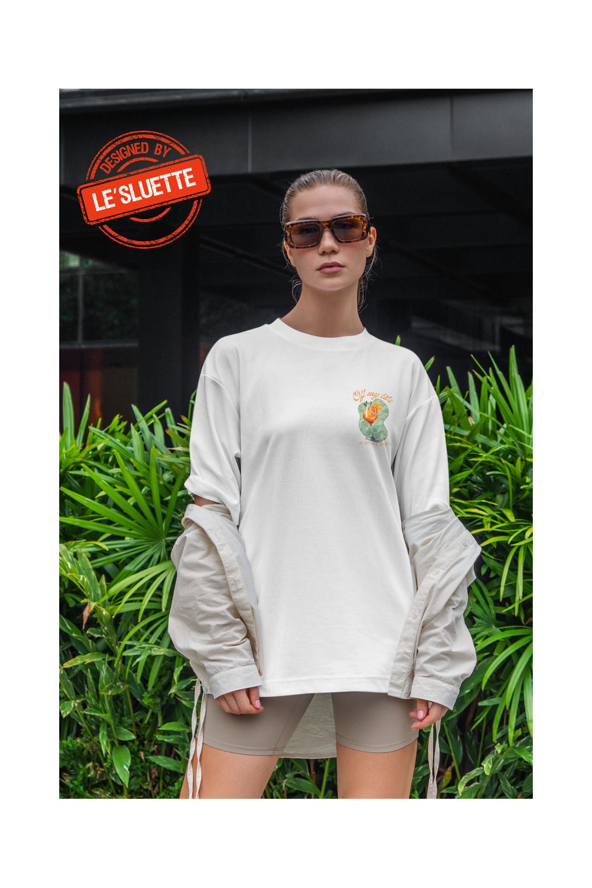 Le'sluette shadow of style Aperol Spritz Baskılı Oversize %100 Pamuk T-Shirt