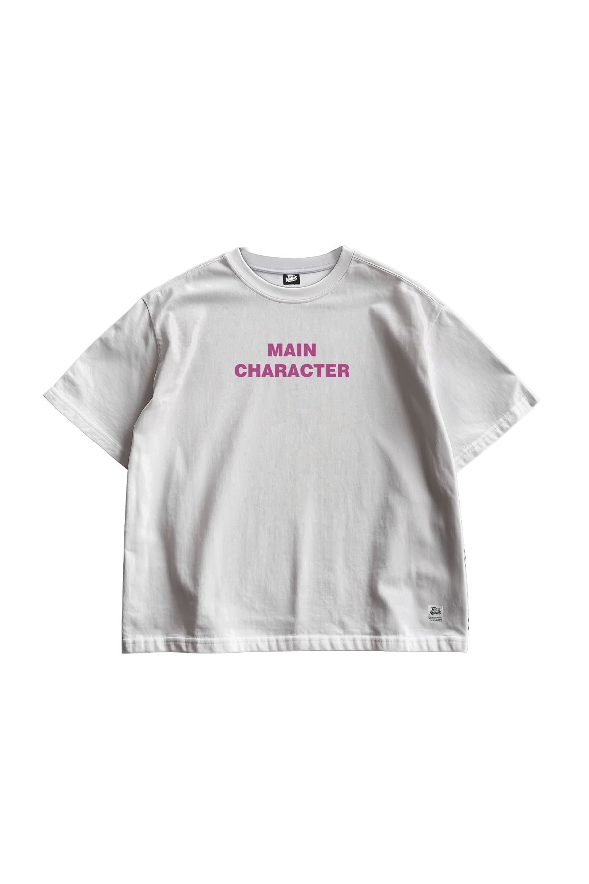 TresMonos Main Character Baskılı Oversize Kısa Kesim Pamuklu Unisex Beyaz Tişört