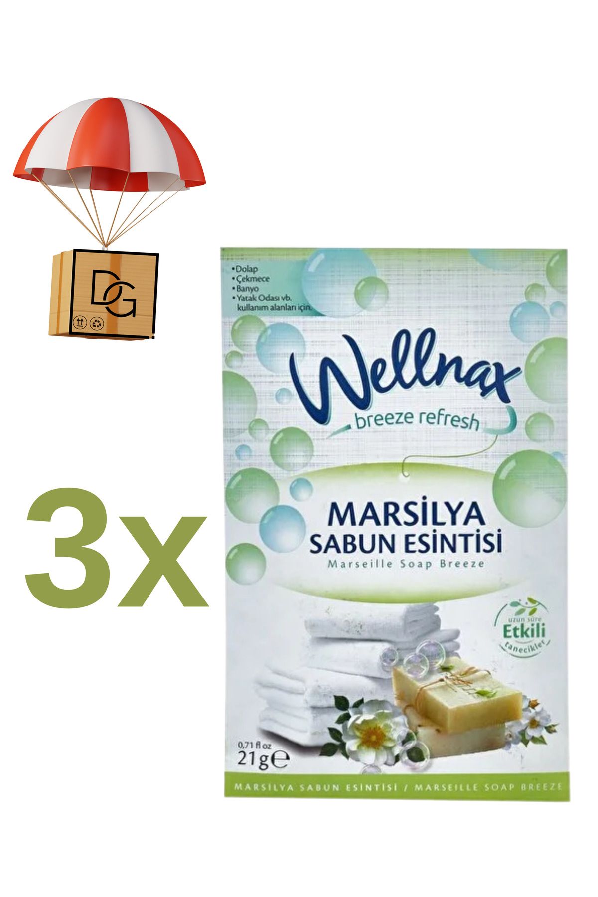 DETAY GLOBAL KURUMSAL 3 Adet Wellnax Dolap Çekmece Kesesi (Marsilya Sabun)