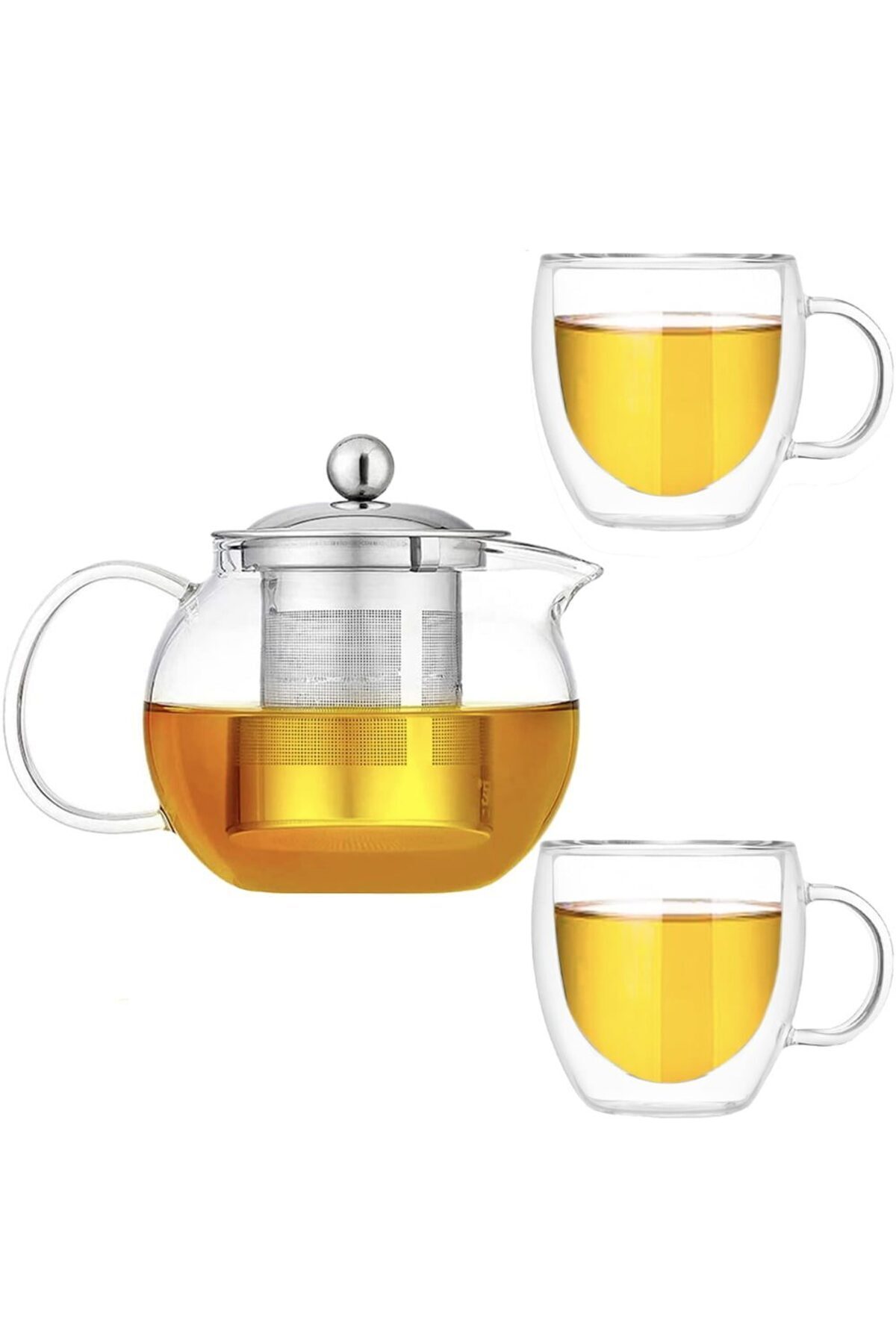 Quasar & Co.-2-Cup Teapot Set, ®,relax,with Infuser,lid and 2 Double-Walled Mugs,650ml/2x250ml 3